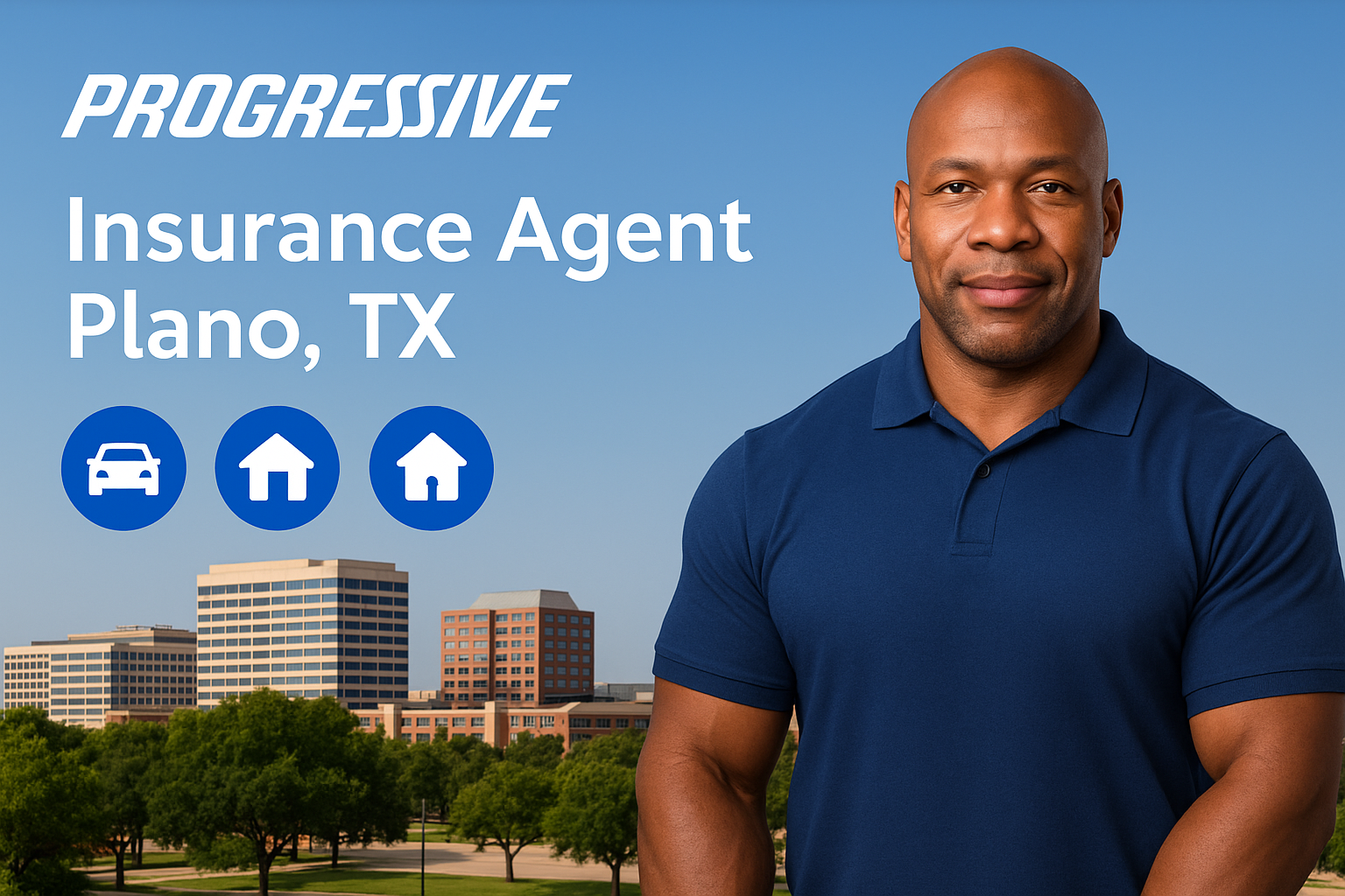 Local Progressive-style insurance agent helping a driver review quotes in Plano, Texas