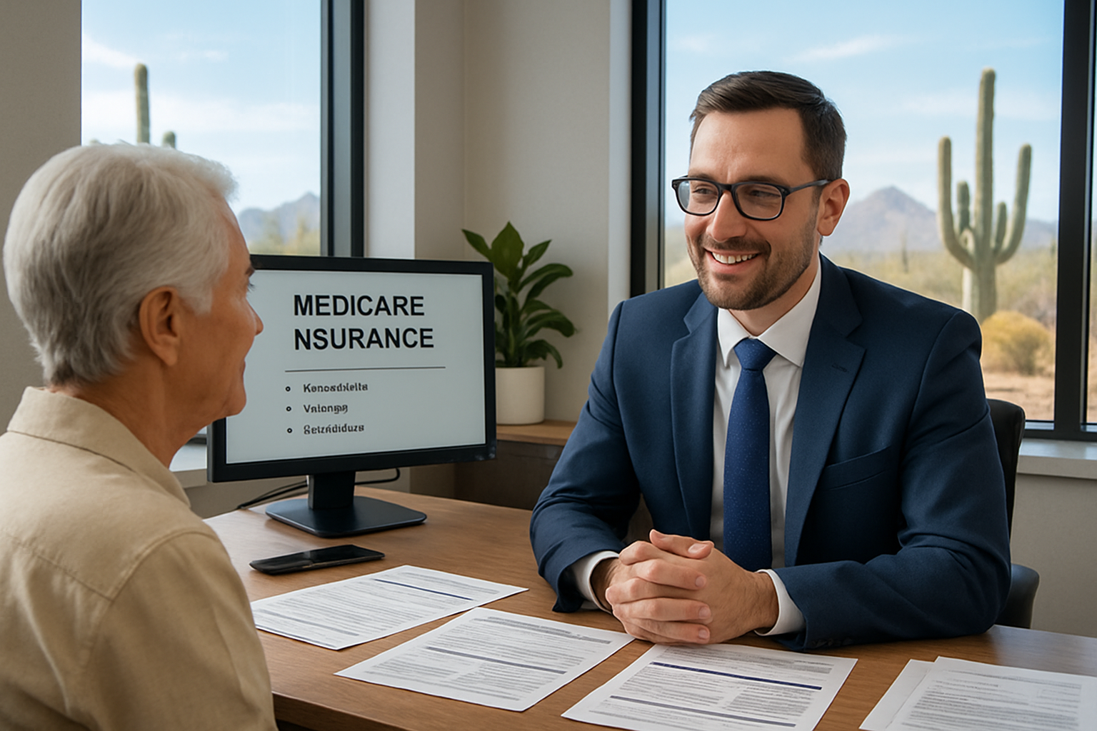 Arizona Medicare broker comparing 2026 Medicare Advantage and Medigap plans