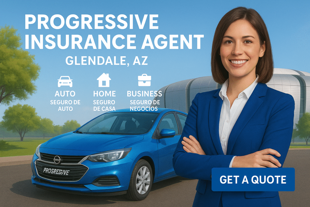 Progressive insurance agent in Glendale, Arizona helping a driver compare coverage