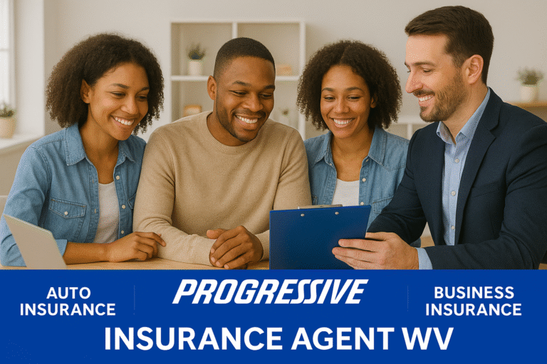 West Virginia driver reviewing Progressive auto insurance options with an independent agent