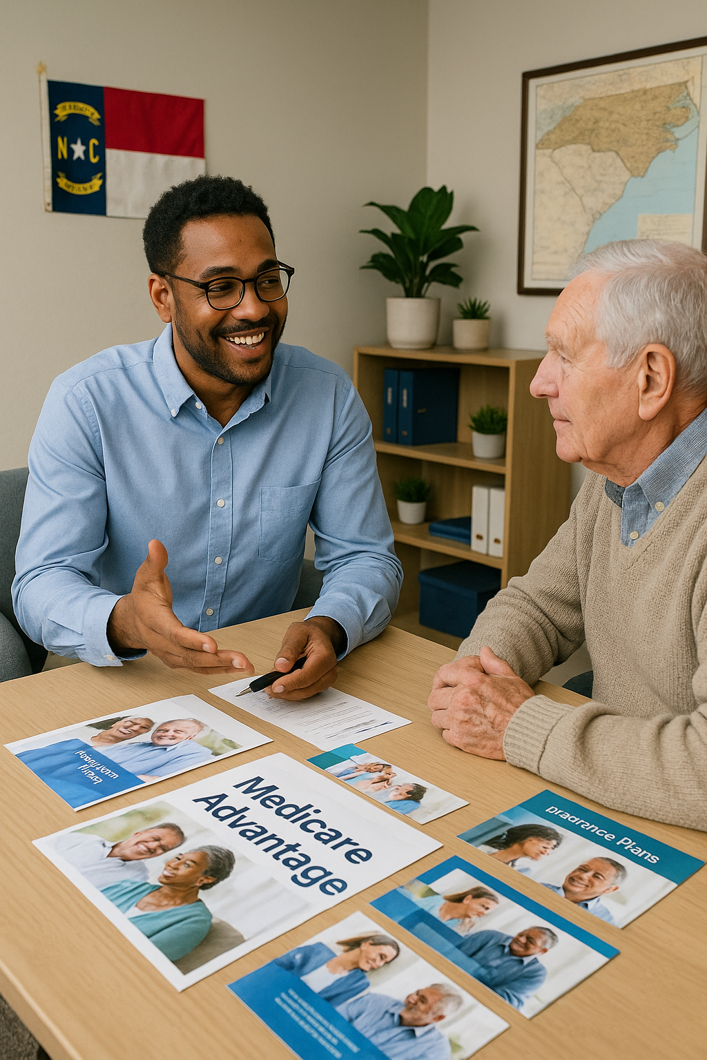 North Carolina Medicare broker enrolling a couple into a 2026 Medicare Advantage plan