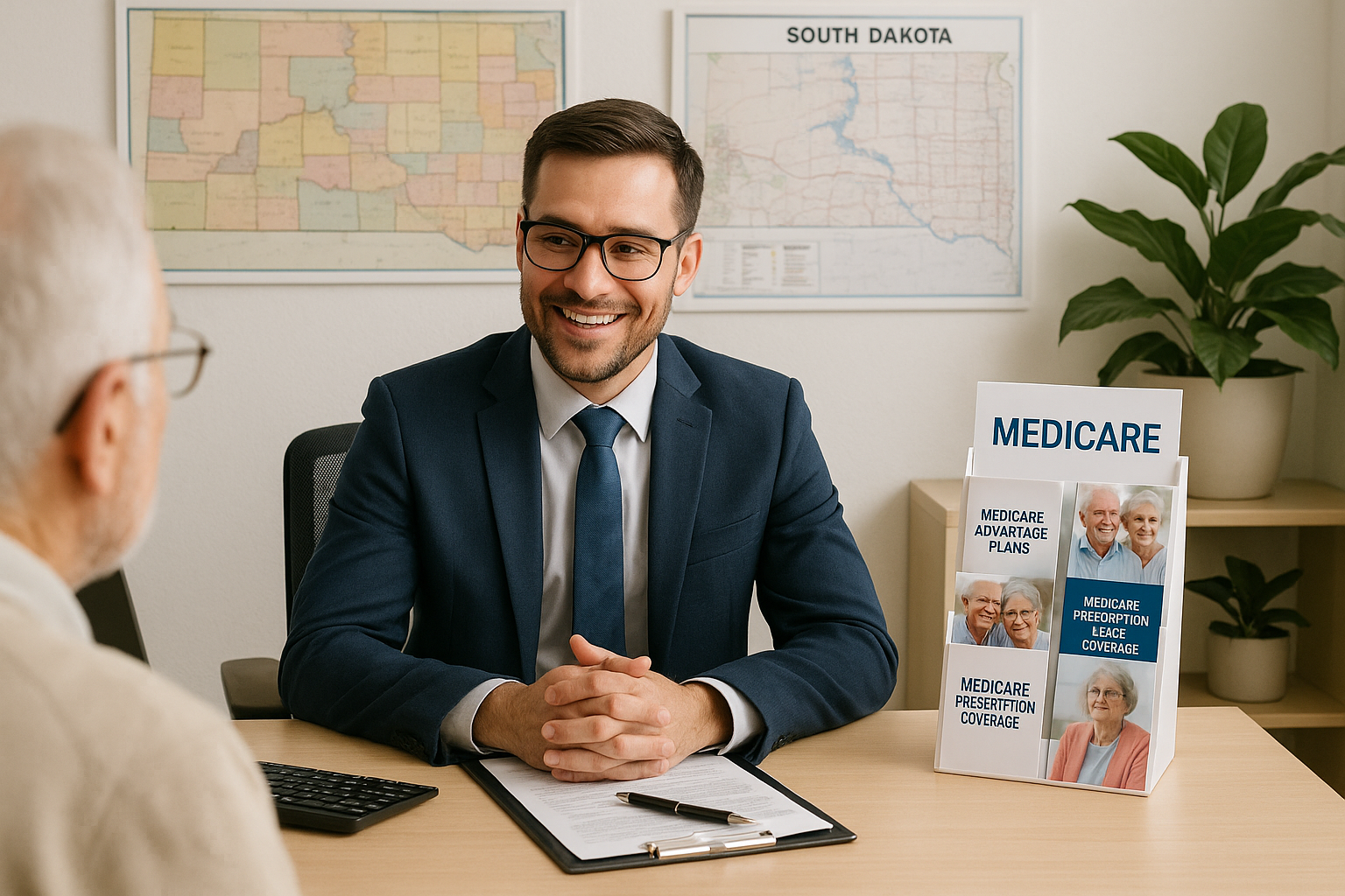 South Dakota Medicare agent comparing 2026 Medicare Advantage, Medigap and Part D options with a couple