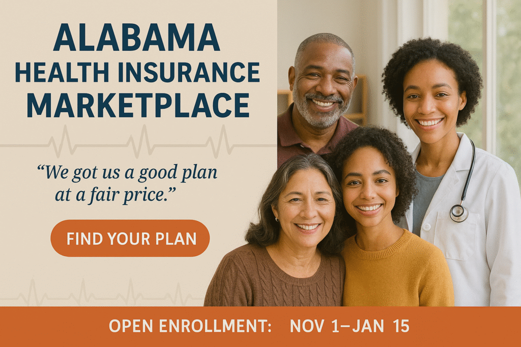 Alabama family comparing 2026 Marketplace plan options online