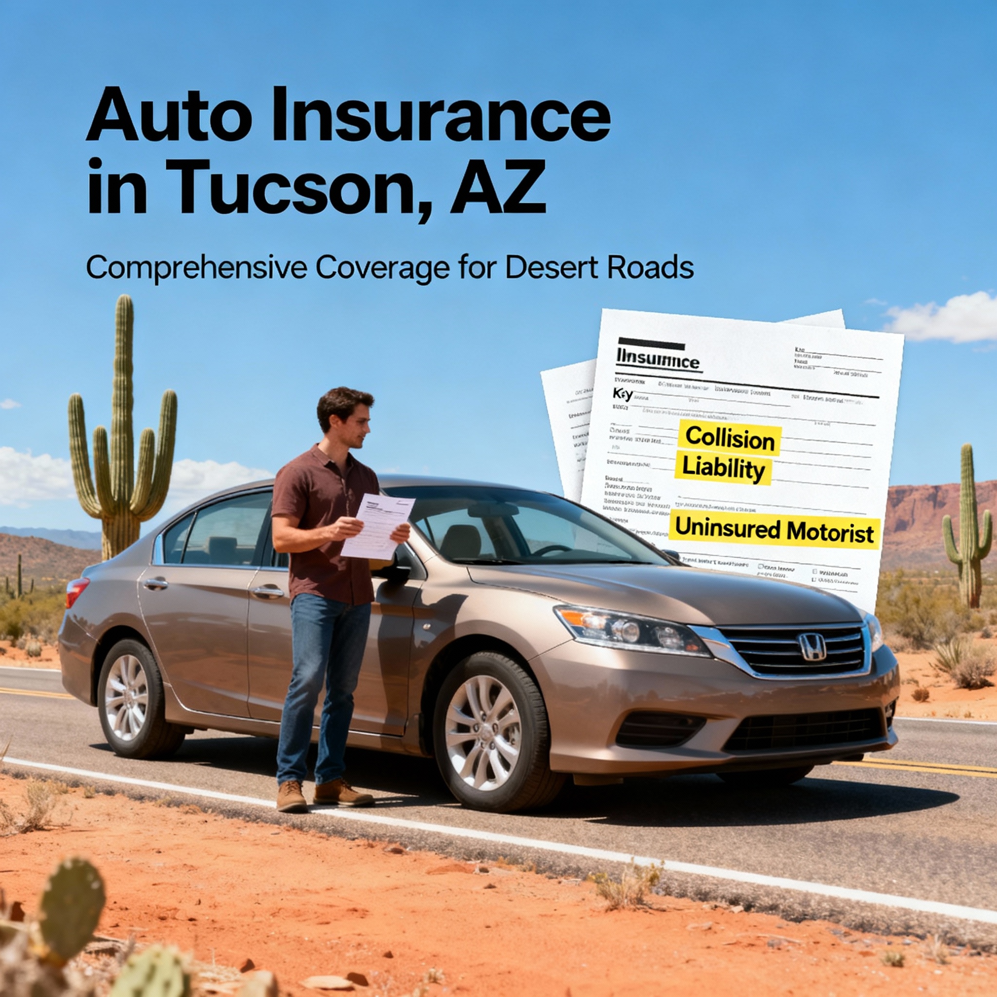 Independent agent in Tucson reviewing car insurance options with a local driver