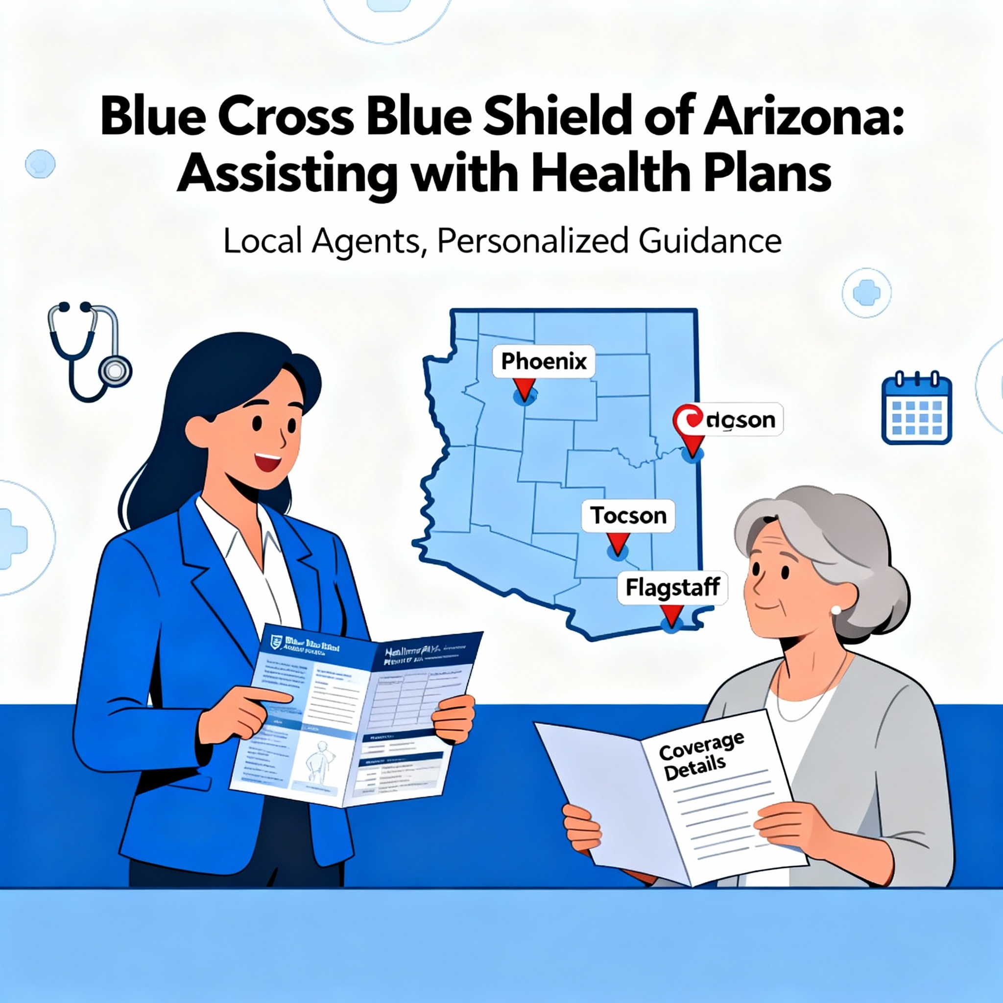 Arizona family comparing Blue Cross Blue Shield of Arizona plan options on a laptop
