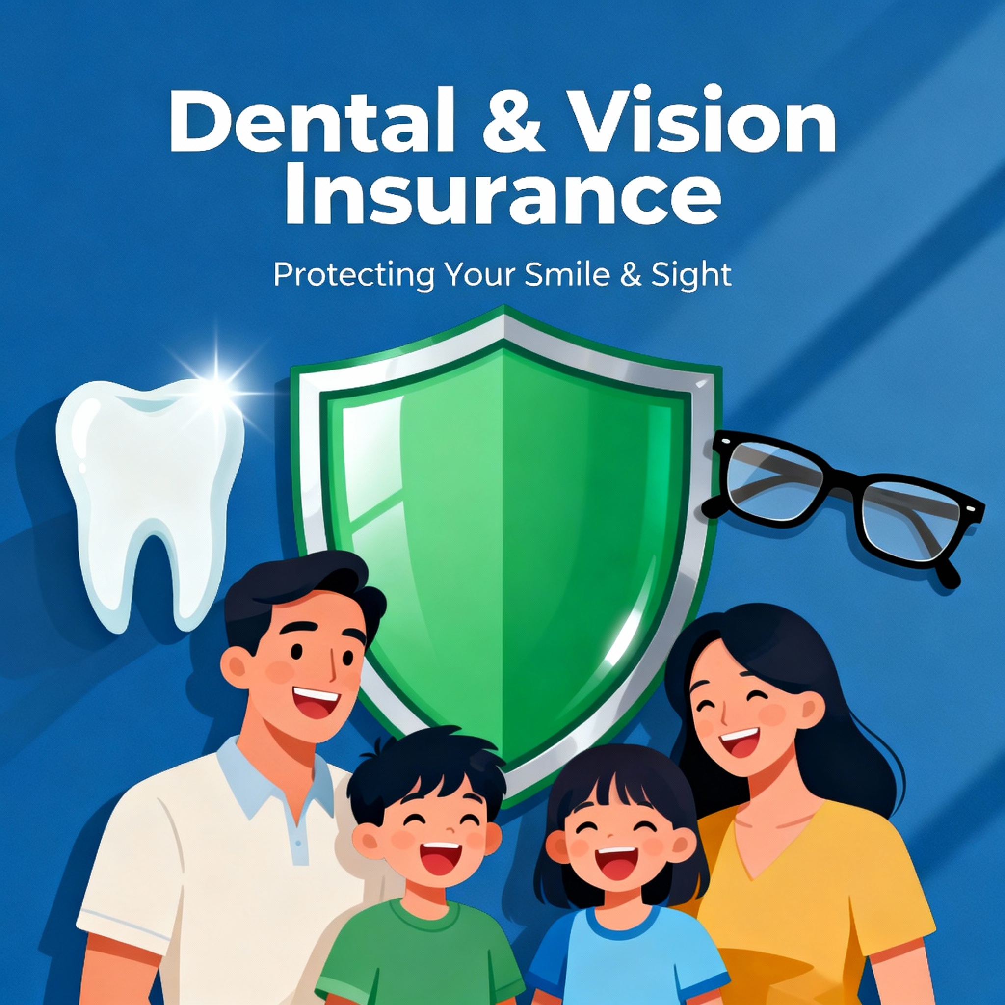 Family comparing dental and vision insurance plans with an independent agent