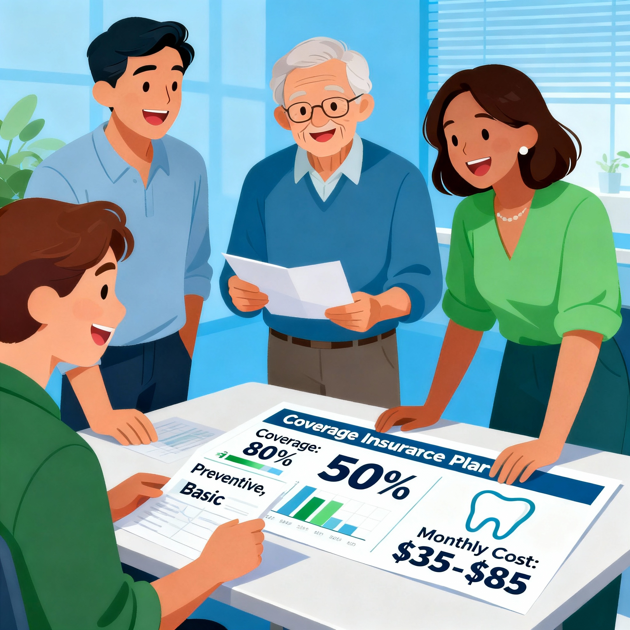 Florida family reviewing dental insurance plans with an independent agent