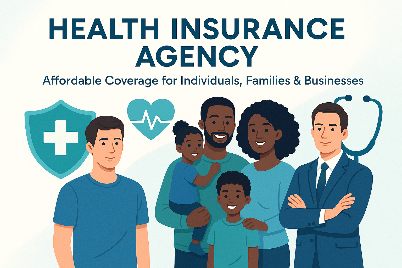 Health insurance agency helping a family compare Marketplace and private plans online