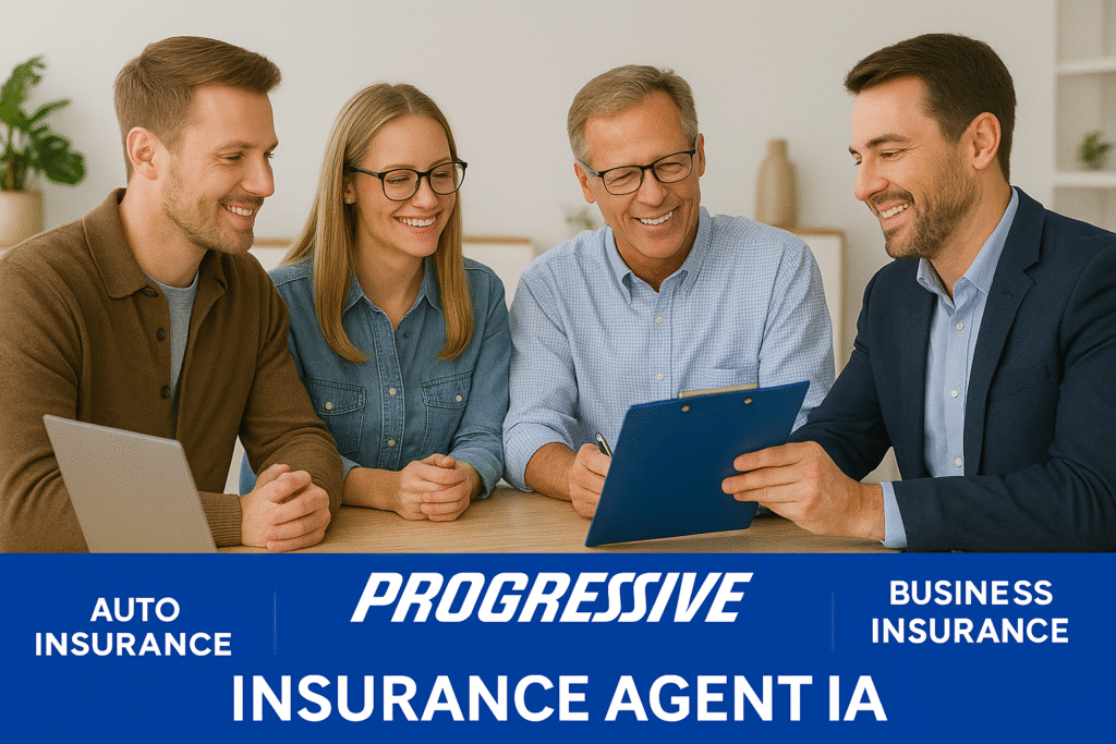 Progressive insurance agent in Iowa helping shoppers compare auto, rideshare, motorcycle, and commercial quotes