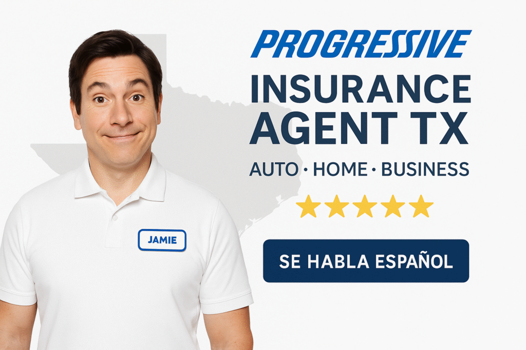 Texas Progressive insurance agent helping a driver review auto policy options in Houston