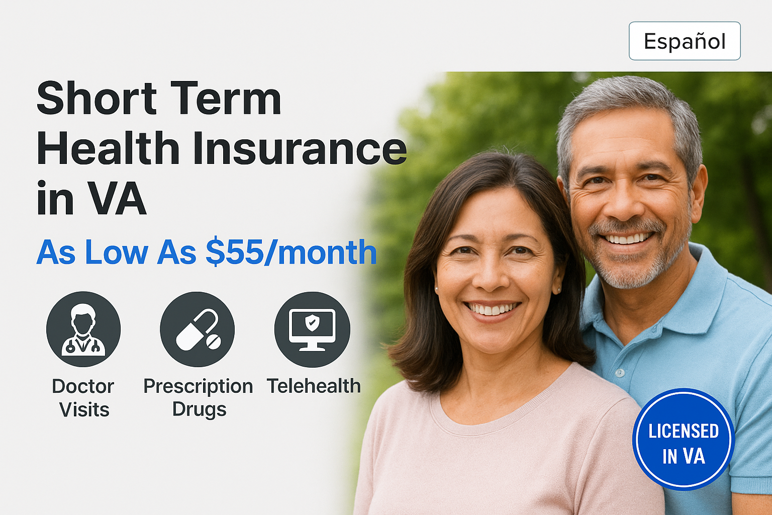 Virginia skyline collage representing short-term health insurance bridge coverage in 2026