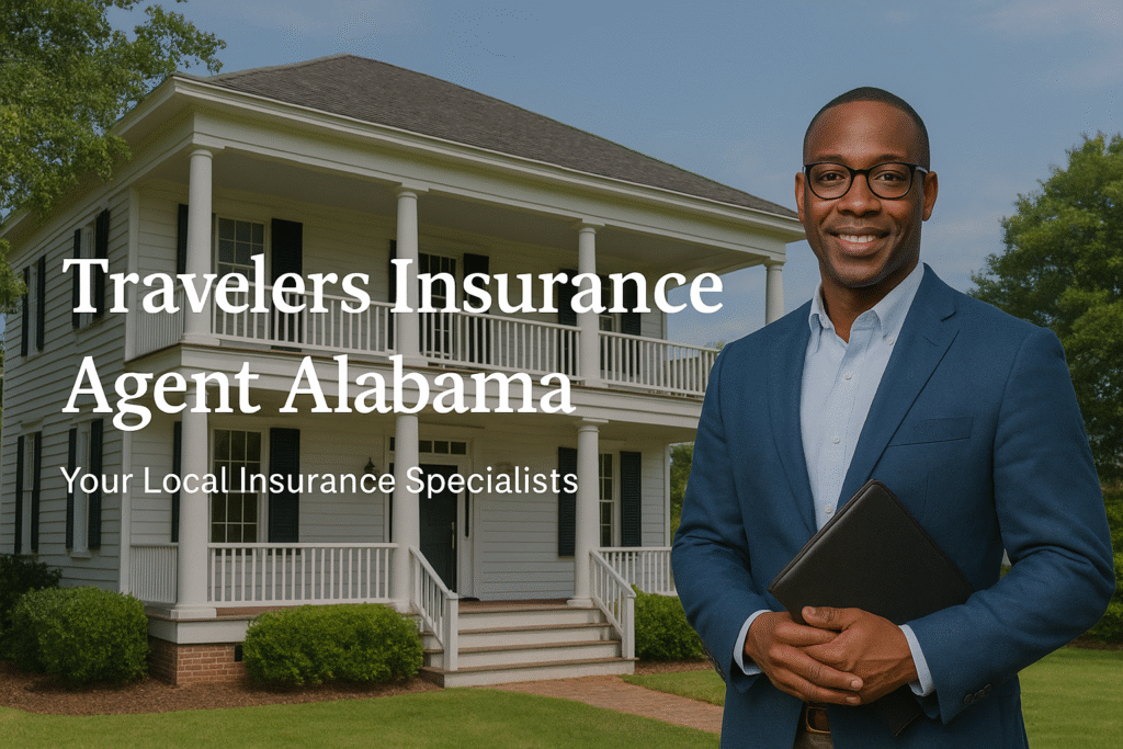 Independent agent comparing Travelers auto and home insurance options for an Alabama family