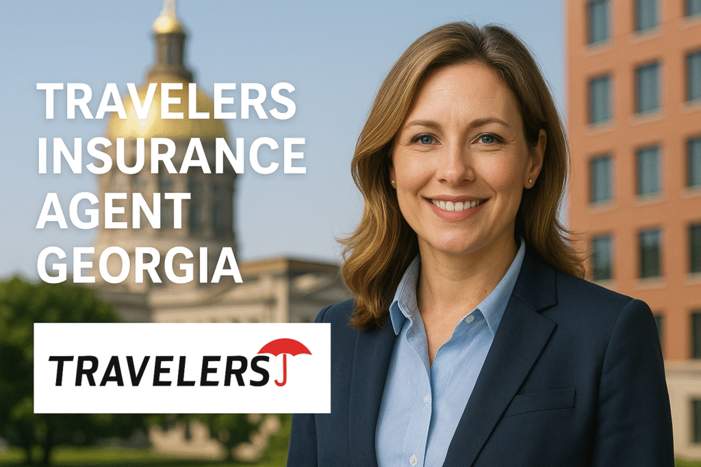 Georgia family meeting with an independent agent to compare Travelers Insurance with other carriers