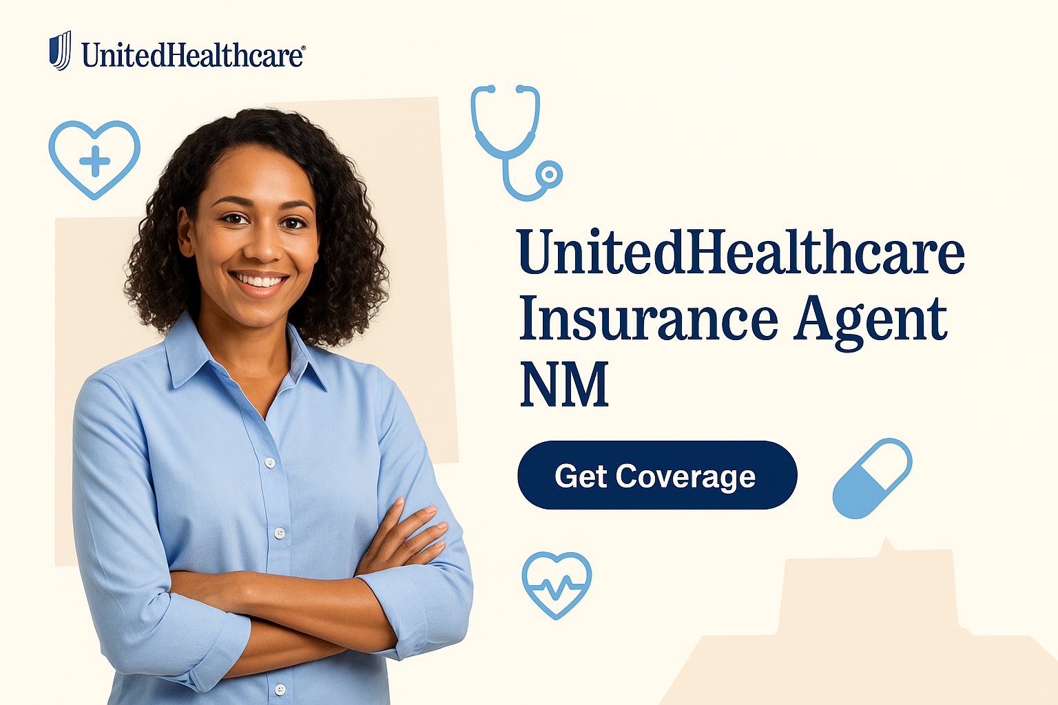 UnitedHealthcare insurance agent in New Mexico reviewing health plan options with a local family