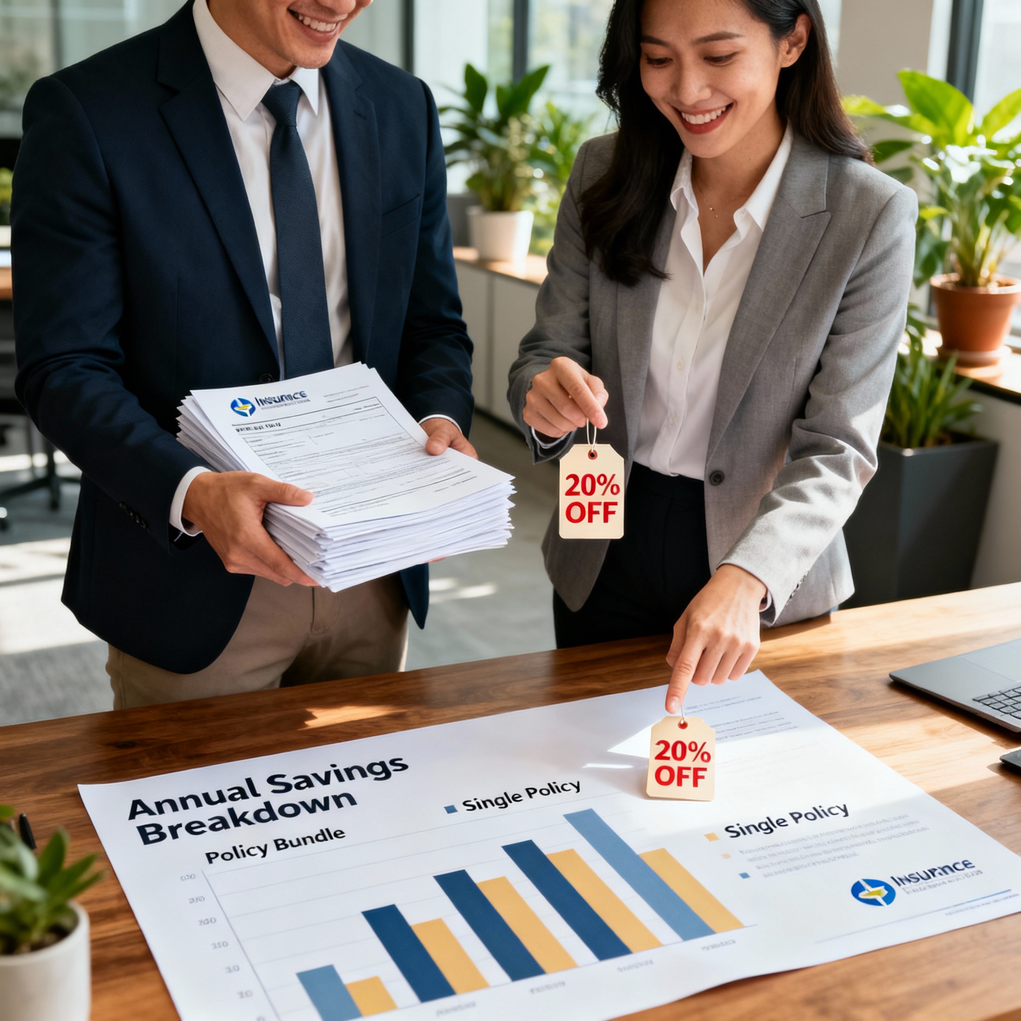 Independent agent mapping out smart insurance bundle savings for a family