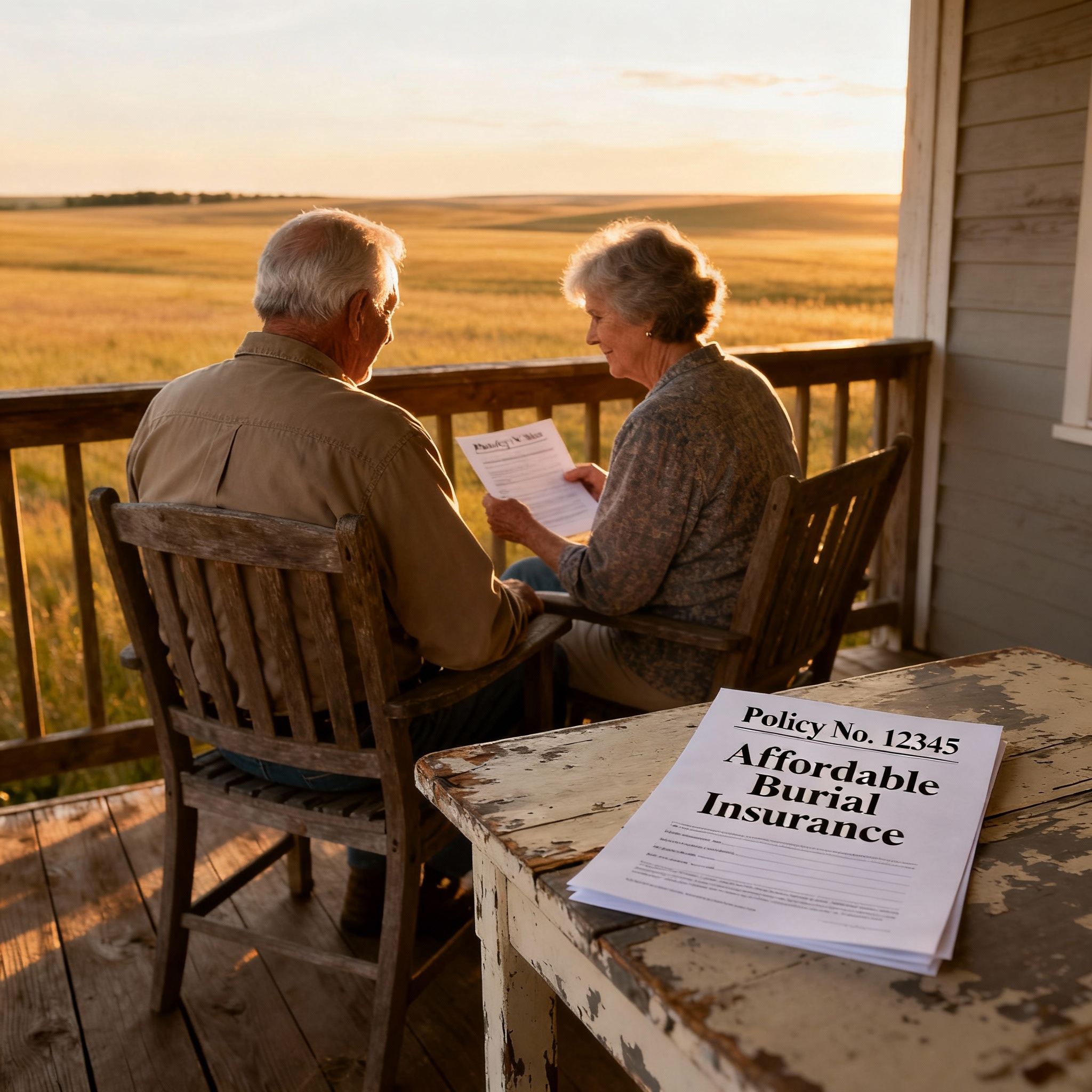 Nebraska couple reviewing affordable burial insurance options with an independent agent
