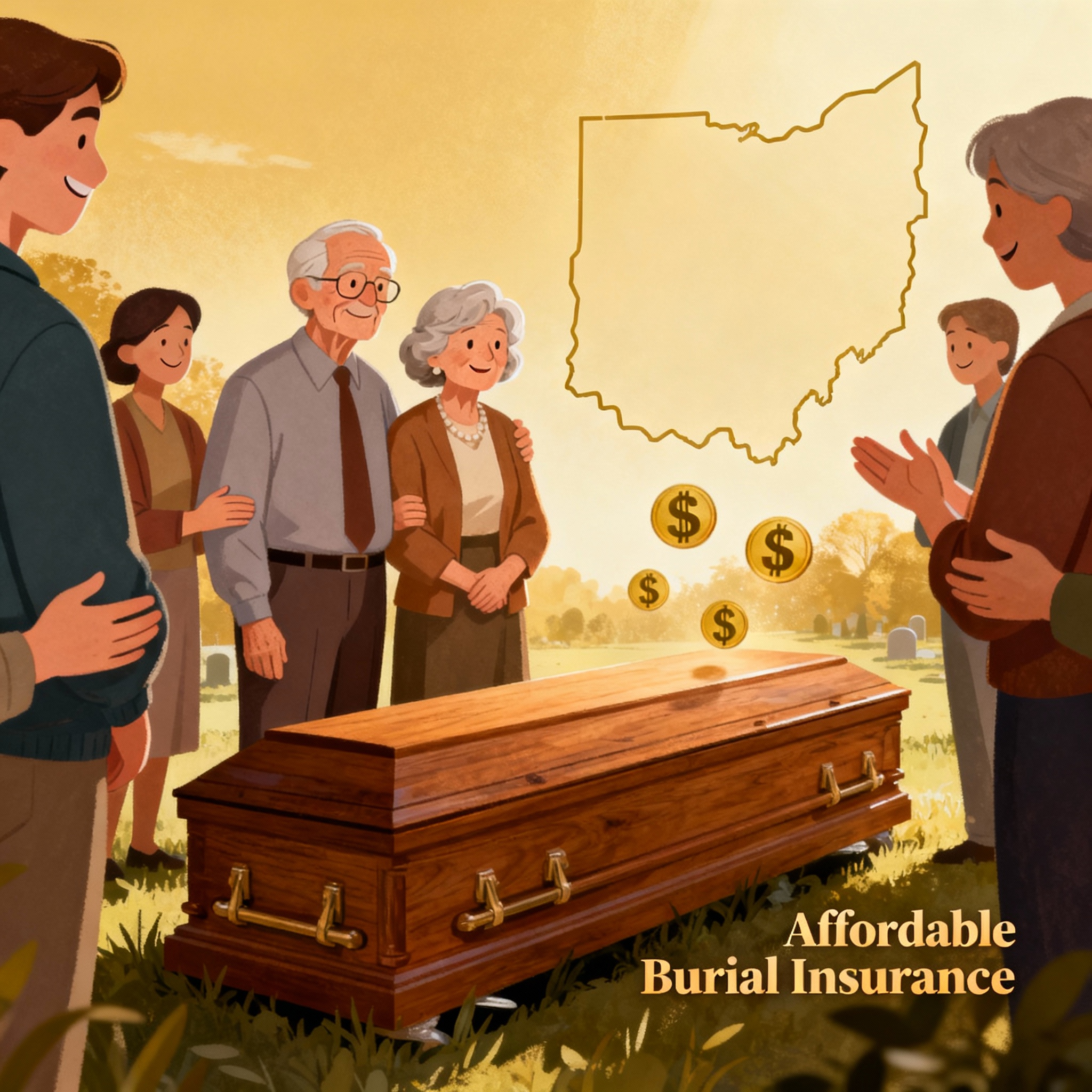 Ohio couple reviewing affordable burial insurance options with an independent agent