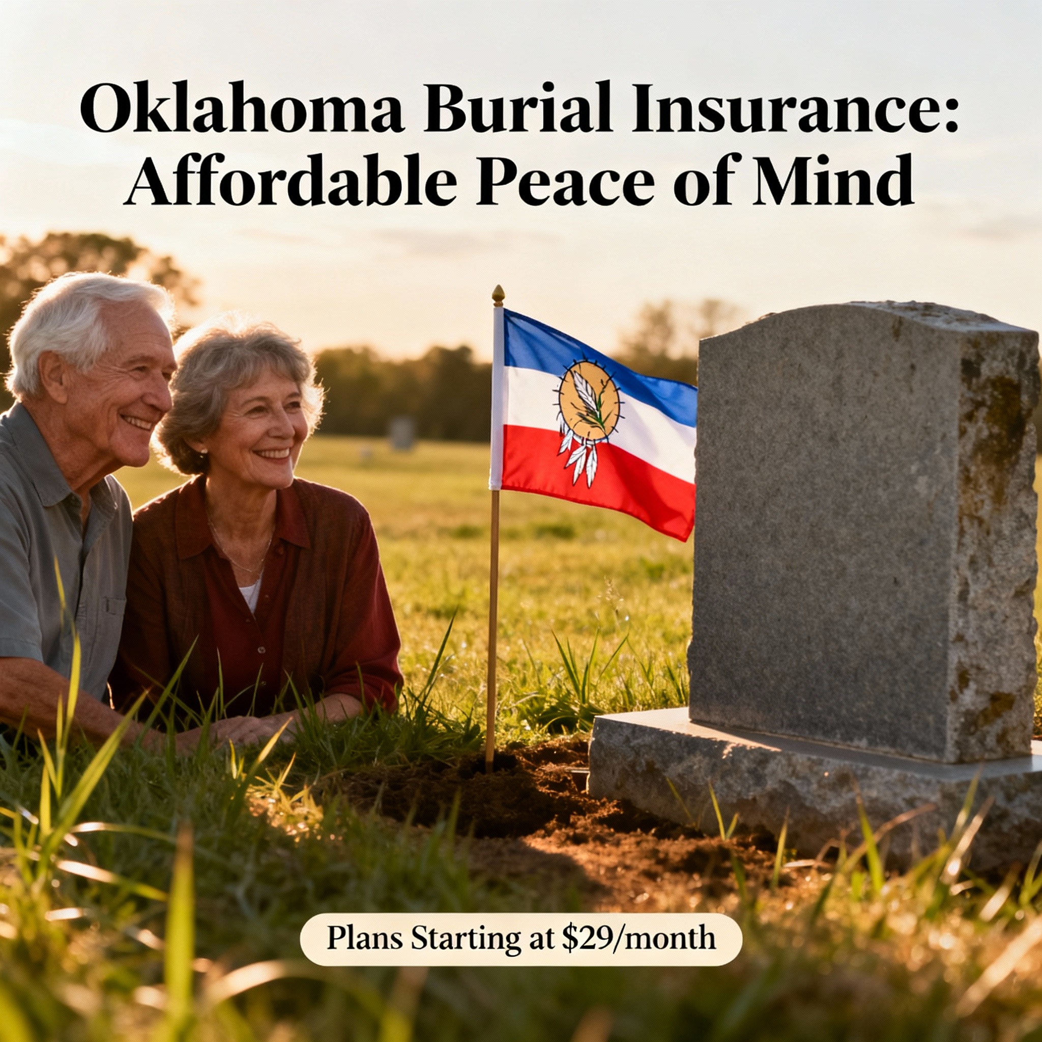 Oklahoma couple reviewing affordable burial insurance options with an independent agent