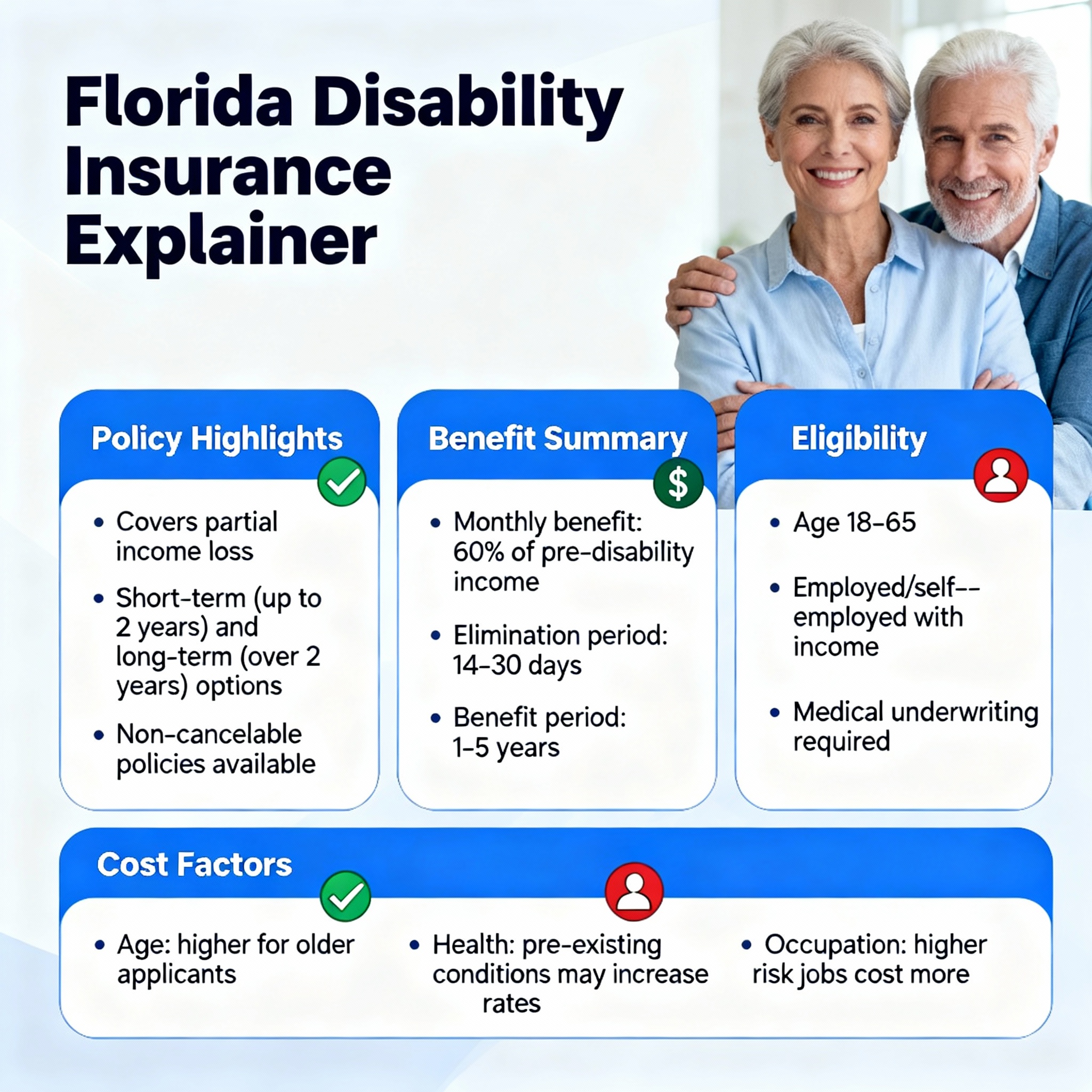 Florida professional reviewing a disability insurance policy with an advisor at a desk