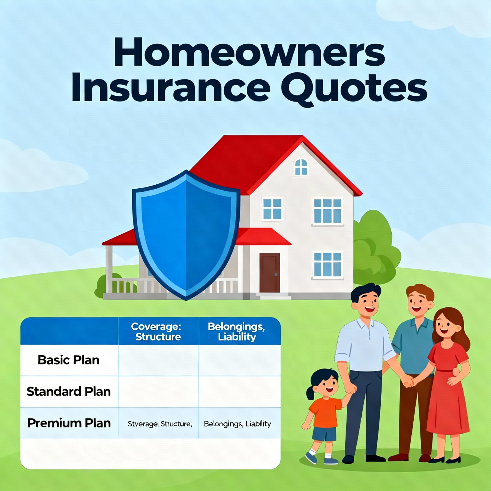 Independent agent comparing homeowners insurance quotes with a family at their home