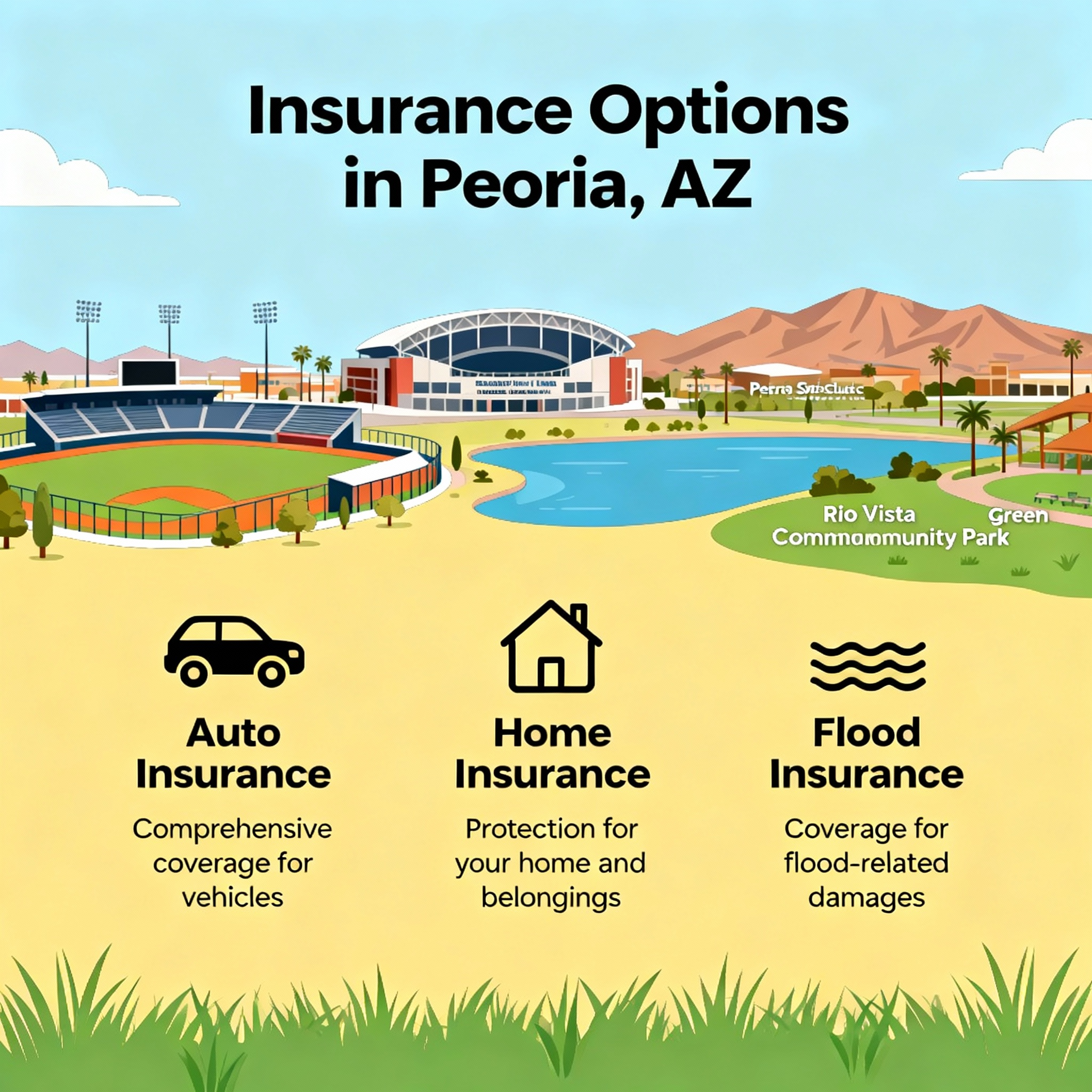 Peoria, Arizona neighborhood street with desert landscaping and homes—local insurance help