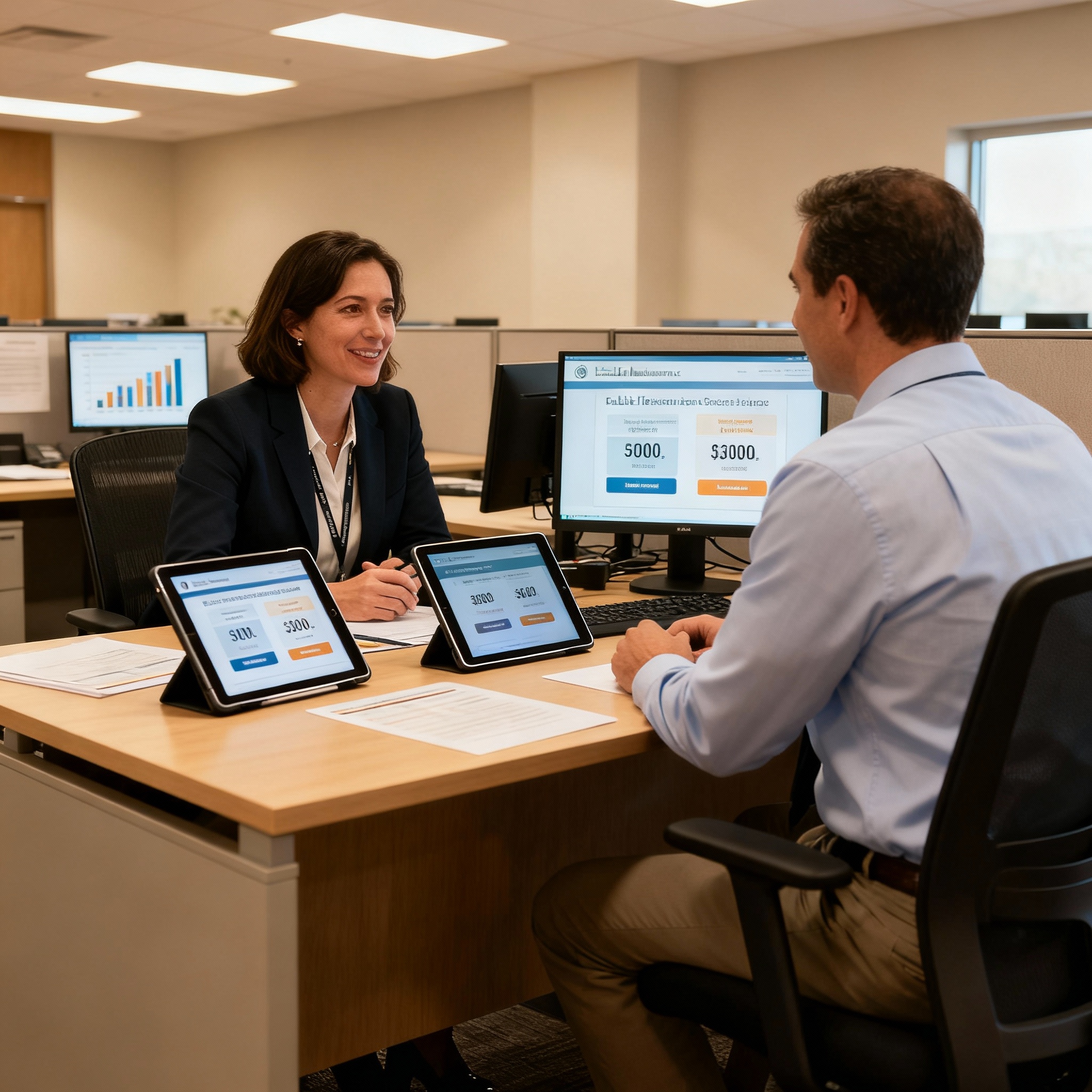 Independent life insurance agent helping a family compare term and whole life options