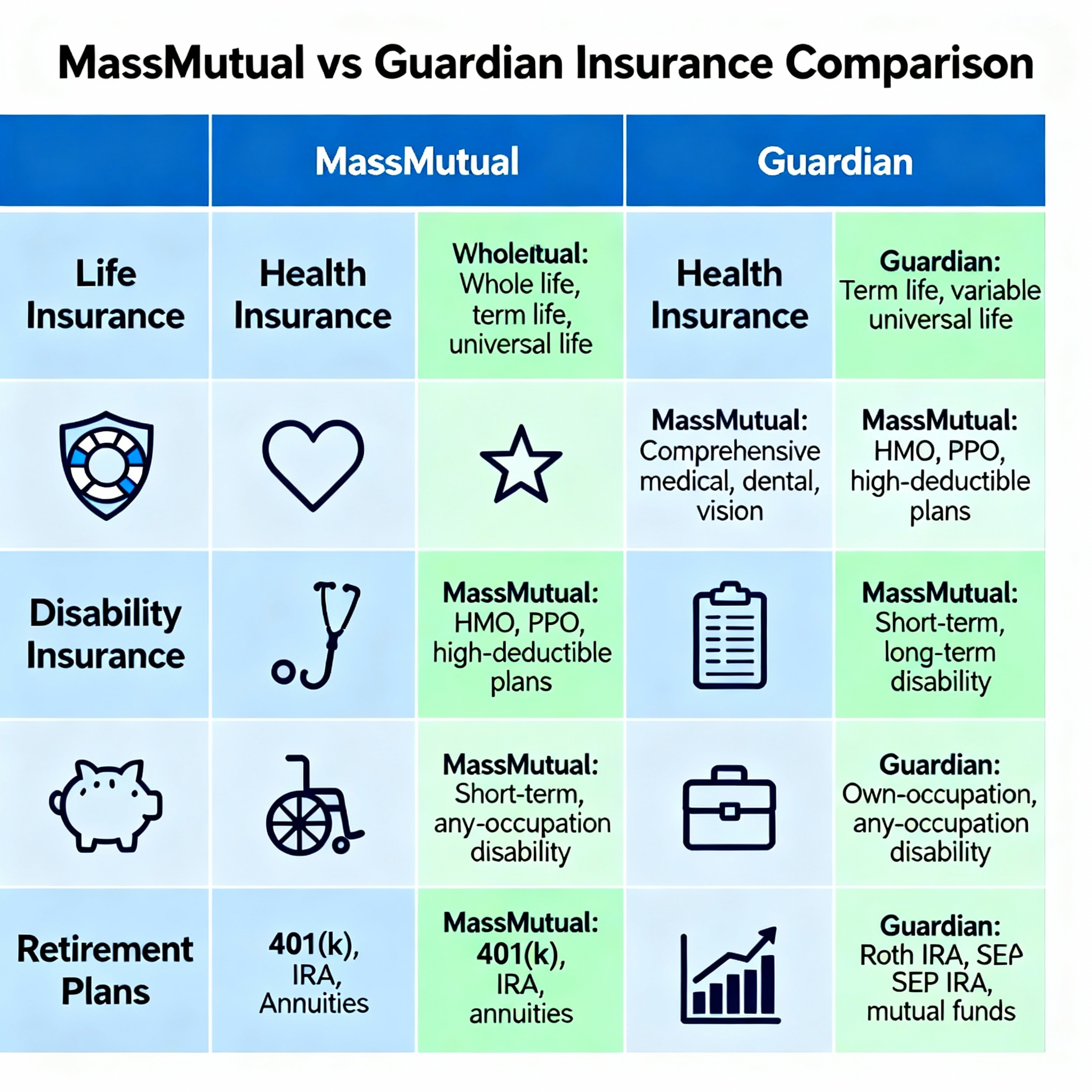 Advisor comparing MassMutual and Guardian life insurance options on a laptop