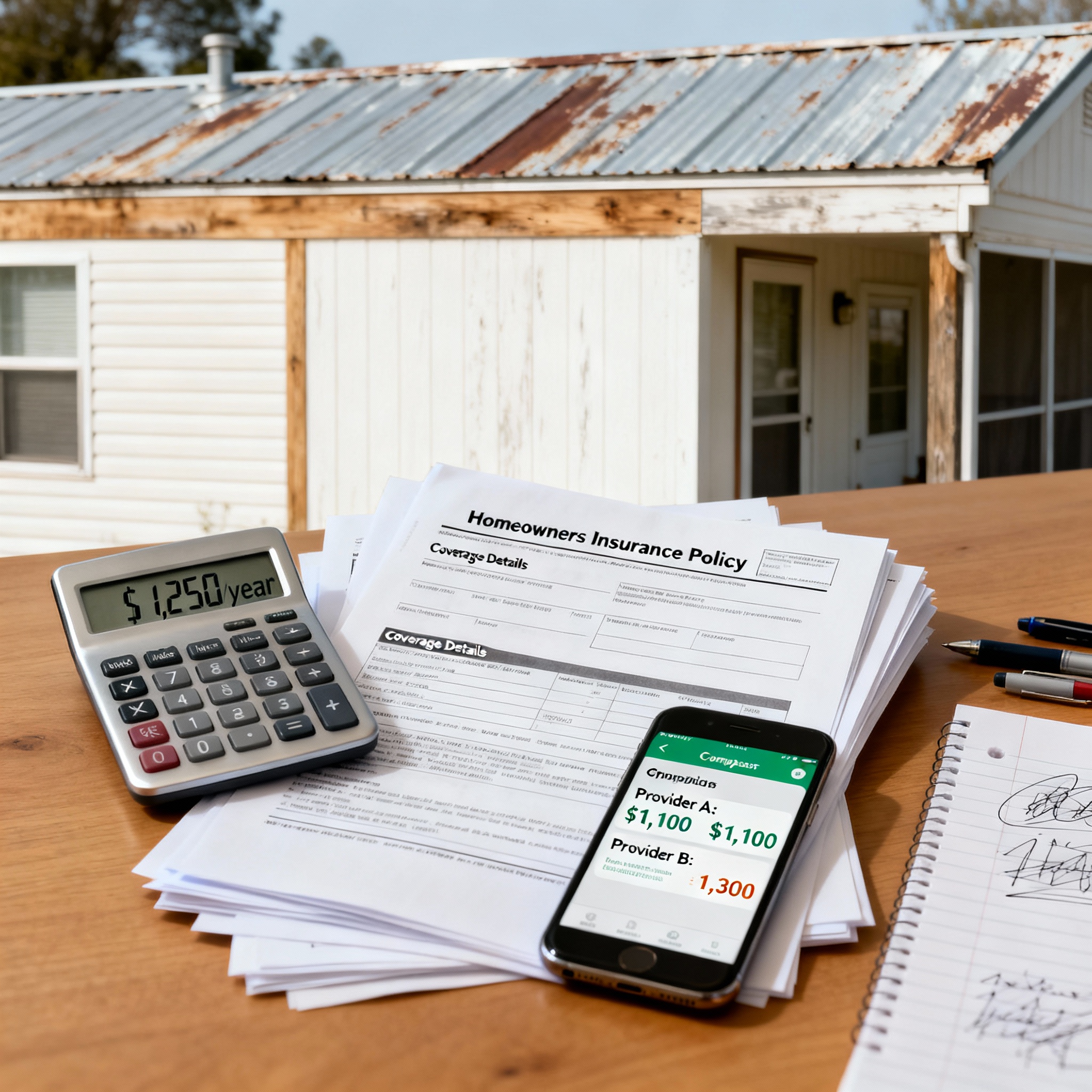 Couple reviewing mobile home insurance quotes with an independent agent in a manufactured home community