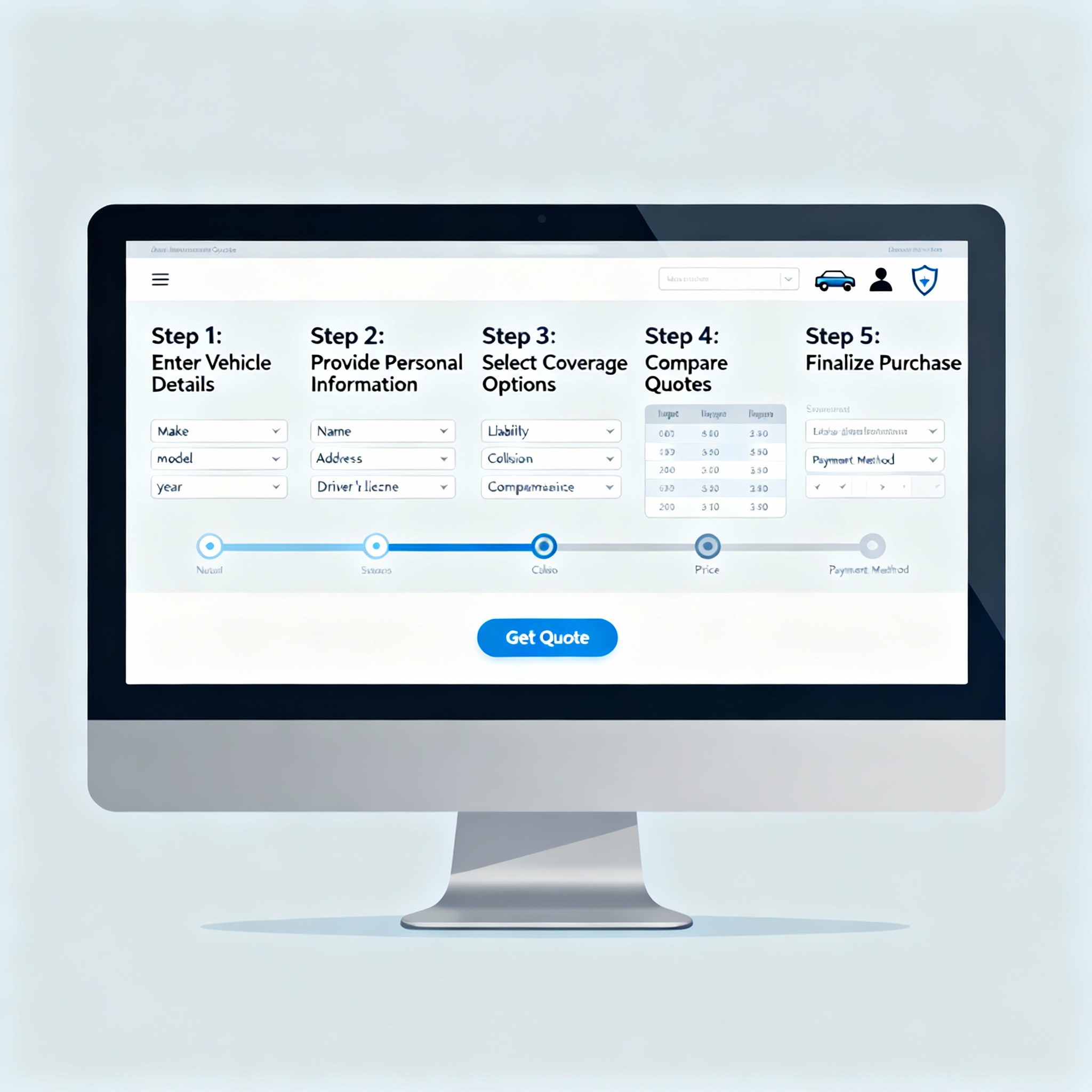 Driver using a laptop to compare online auto insurance quotes