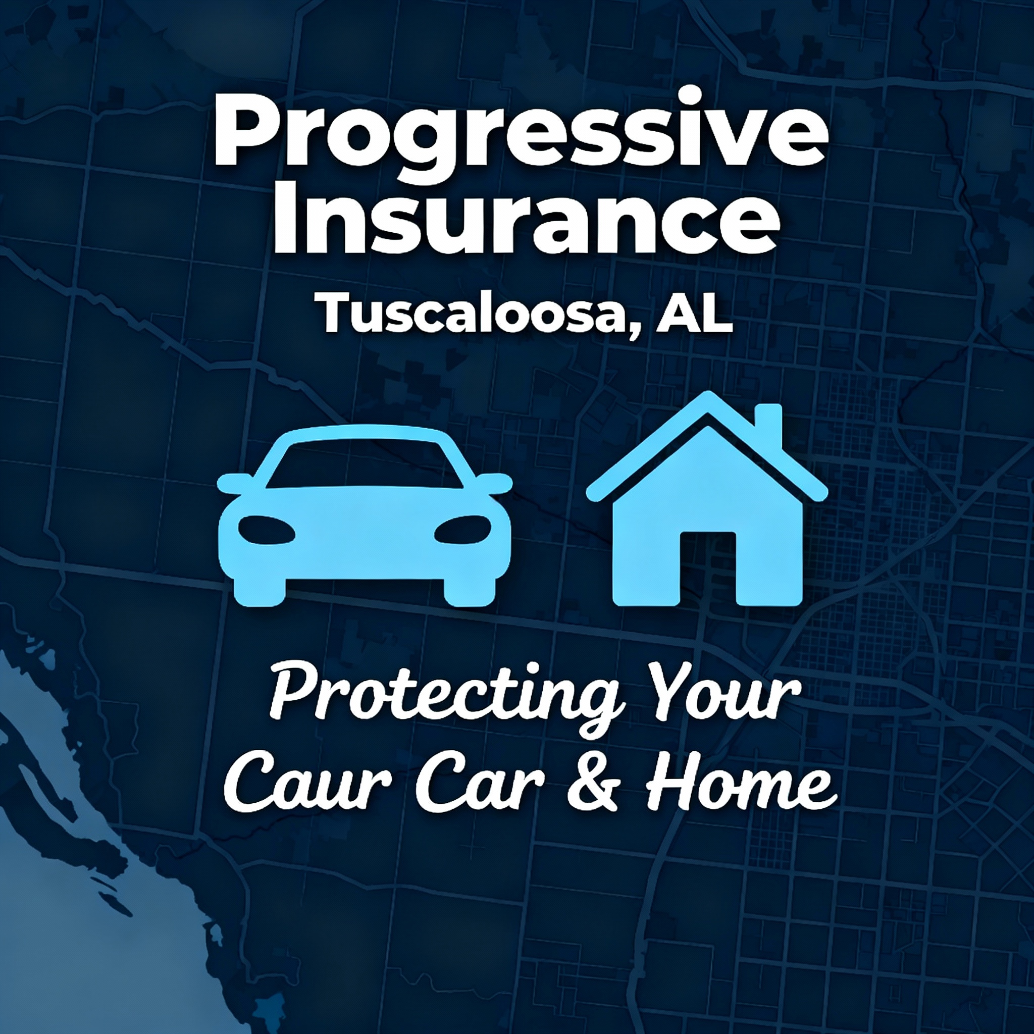 Downtown Tuscaloosa street near the Black Warrior River with cars and homes representing local insurance needs