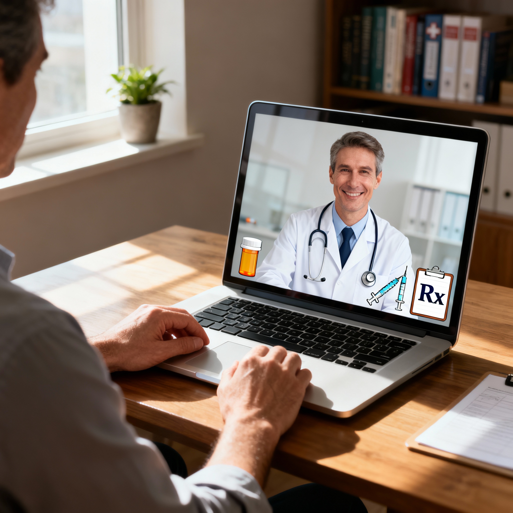 Family using a telemedicine plan for a video visit with a licensed clinician at home