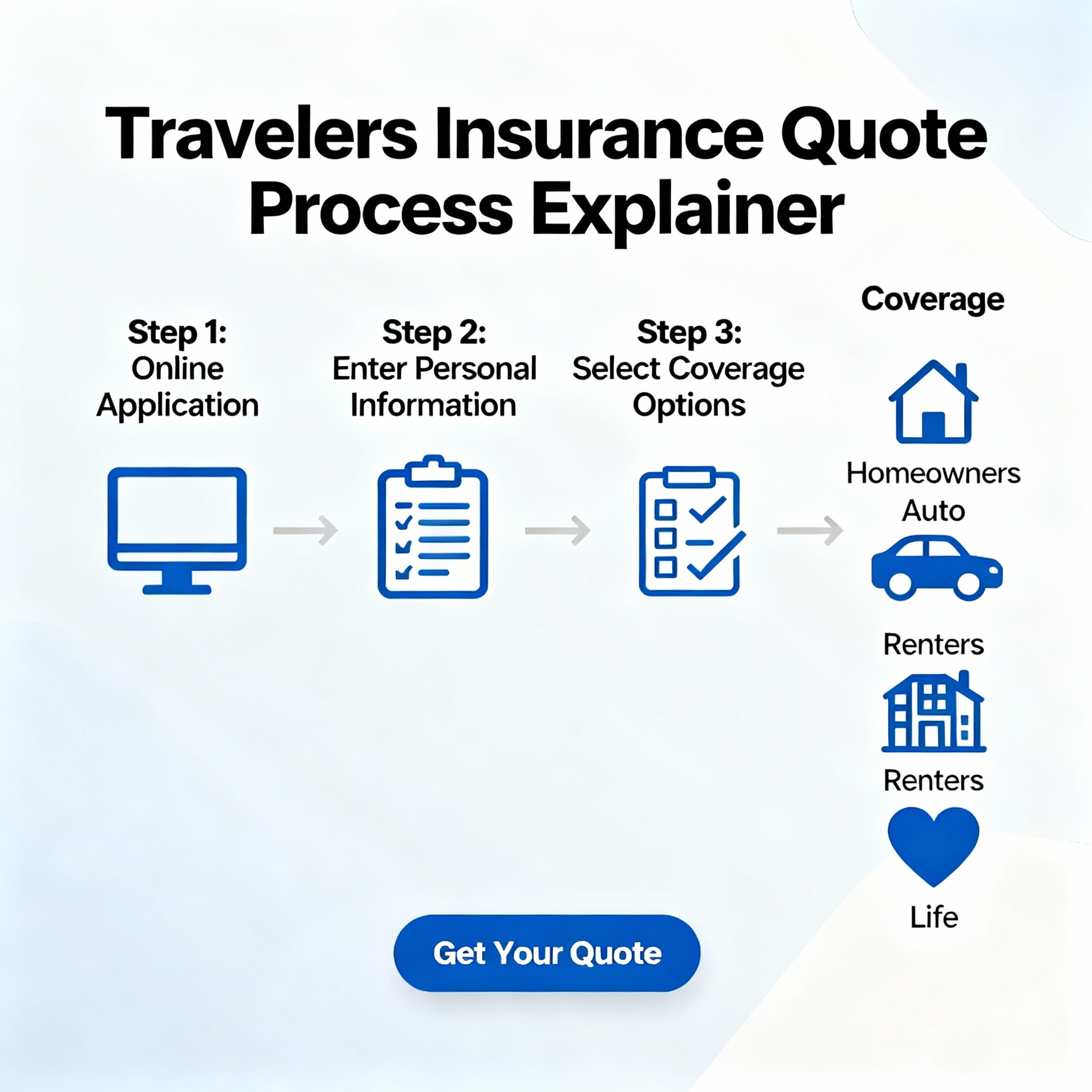 Homeowner and driver reviewing Travelers insurance quote options on a laptop