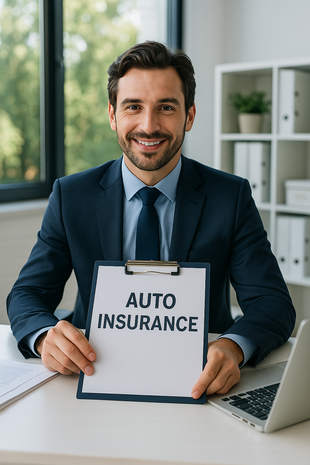 Auto insurance agent comparing multiple carriers and coverage options