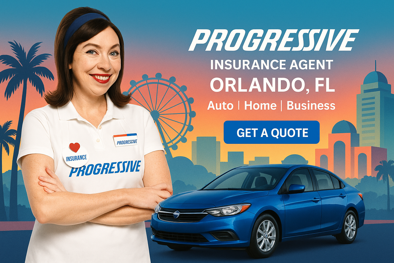 Progressive insurance agent in Orlando Florida helping residents compare auto, home, renters, and specialty coverage