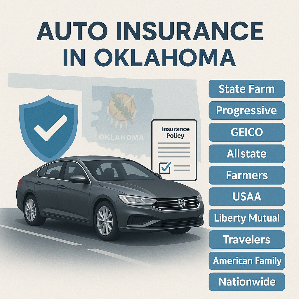 Oklahoma auto insurance comparison guide showing 10 insurers, coverage options, and discount tips