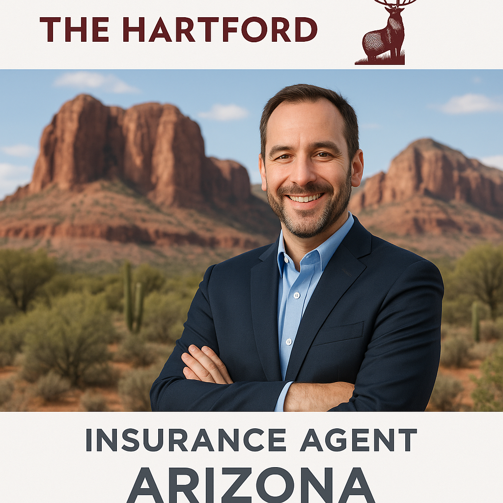 Arizona family reviewing The Hartford auto and home insurance options with an agent