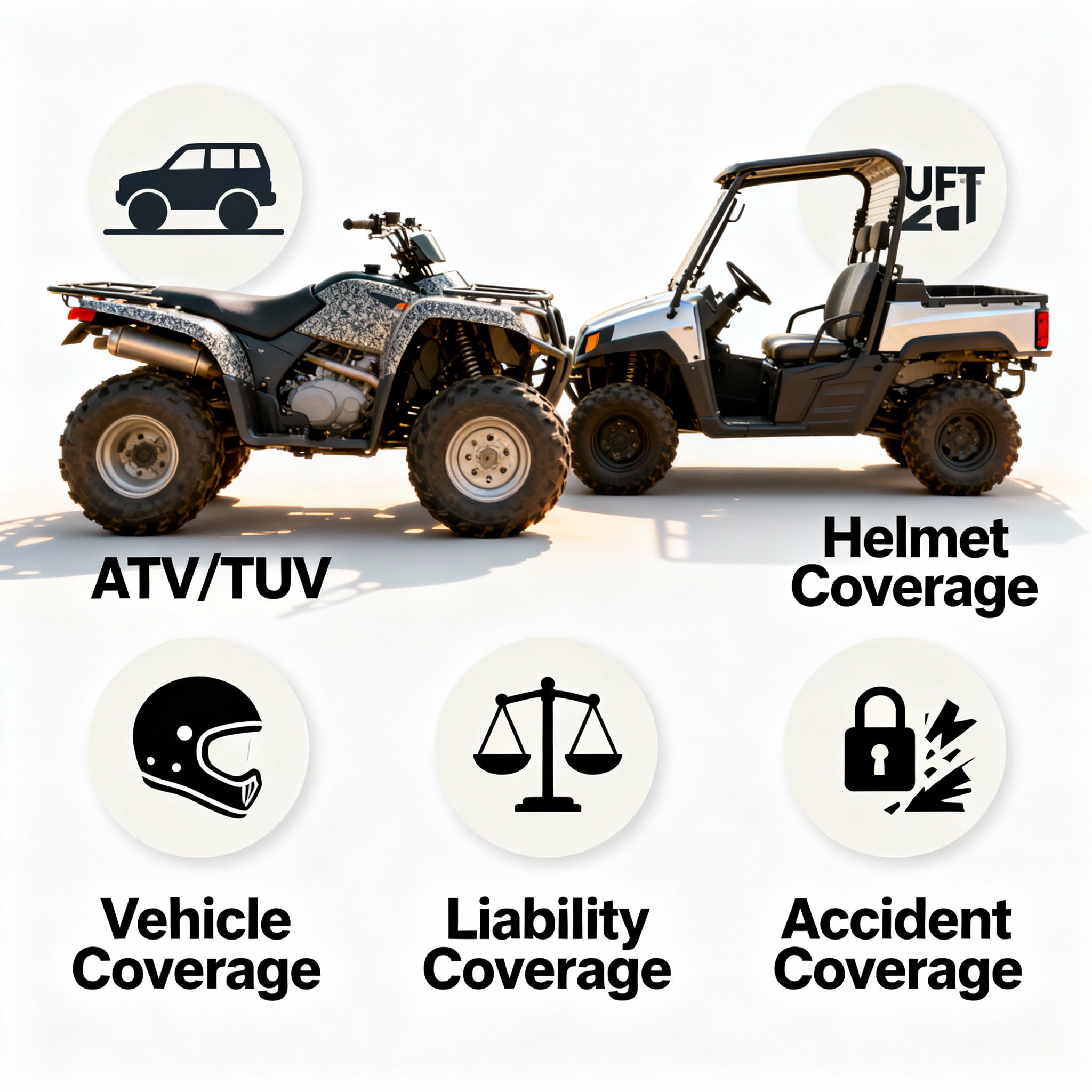 Riders on ATVs and a side-by-side UTV preparing for a trail ride with safety gear and trailers nearby