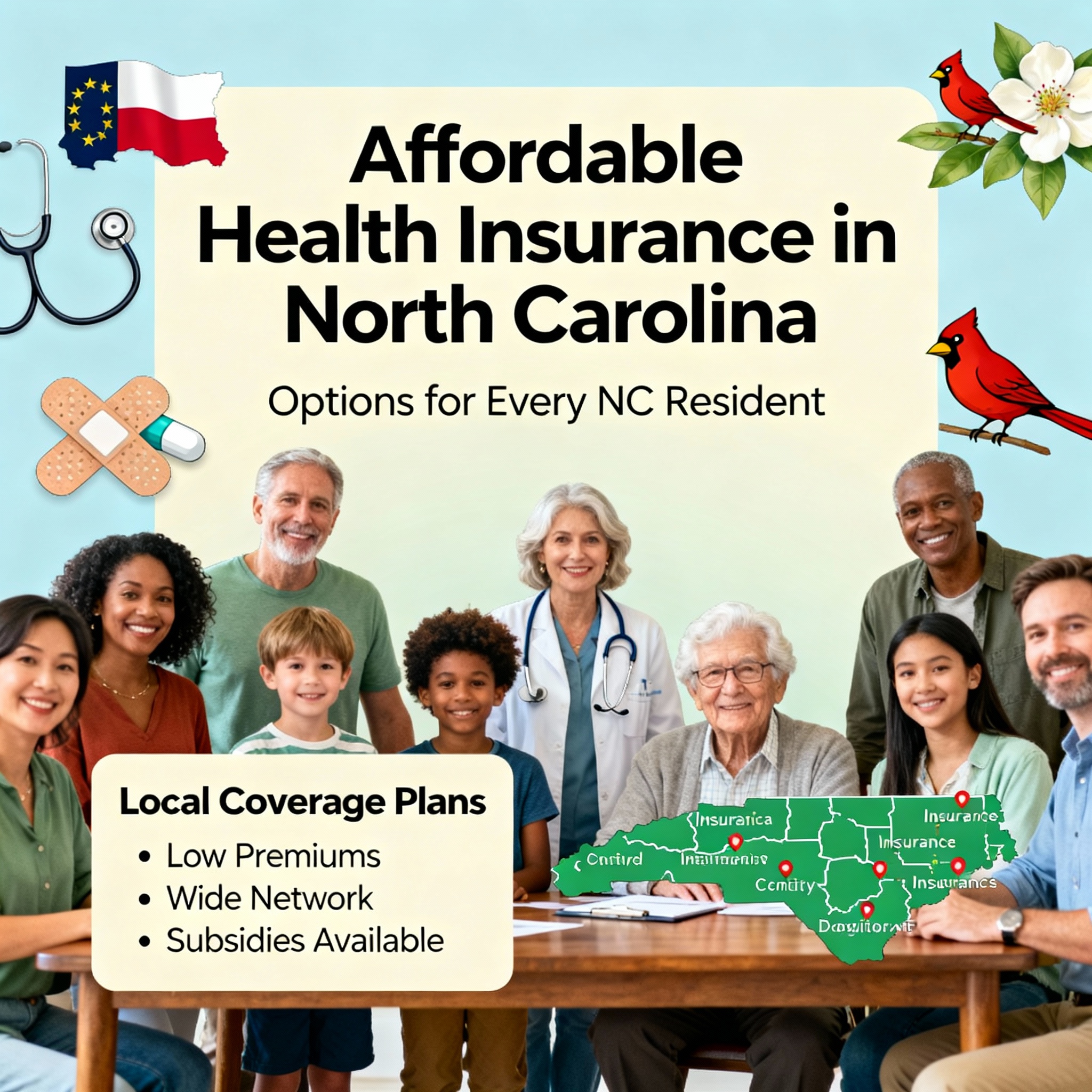 North Carolina family comparing low-cost Marketplace health insurance options on a laptop