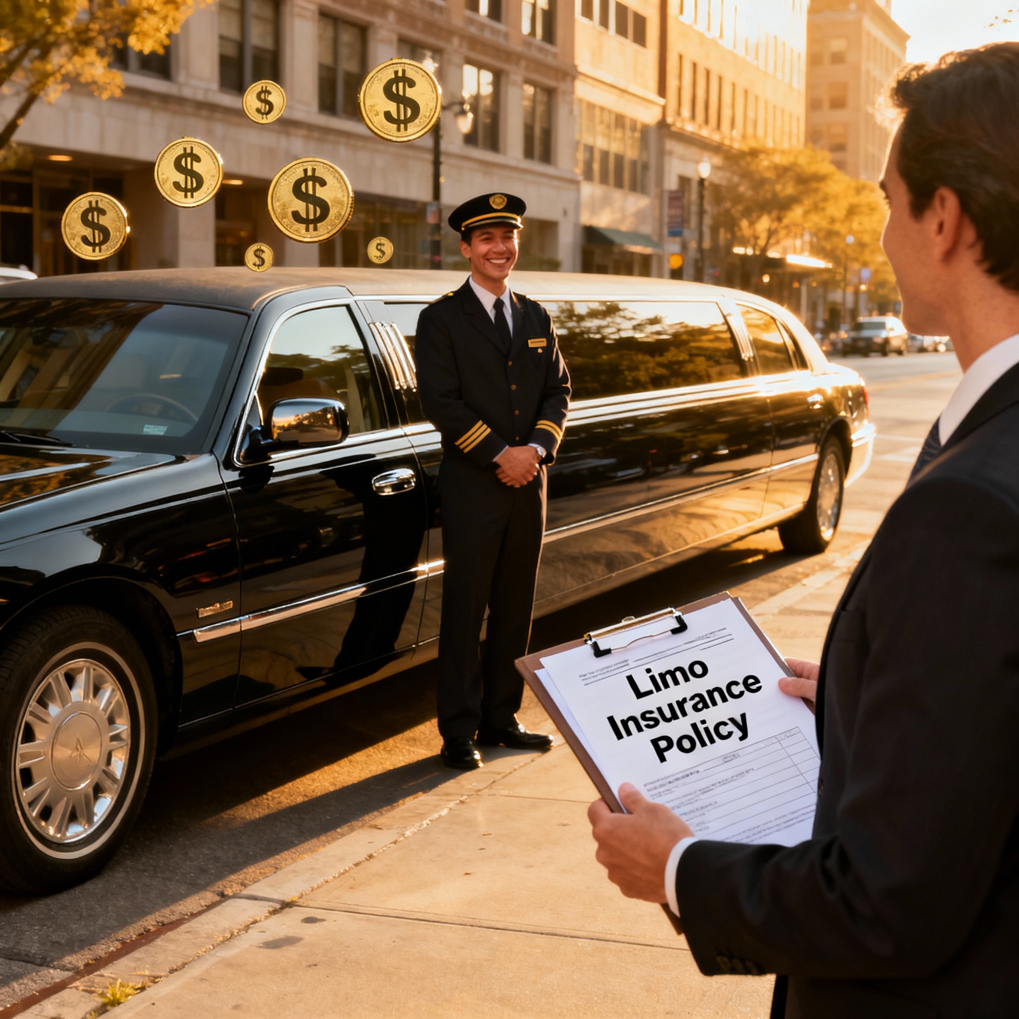 Black stretch limousine insured for livery use on a city street