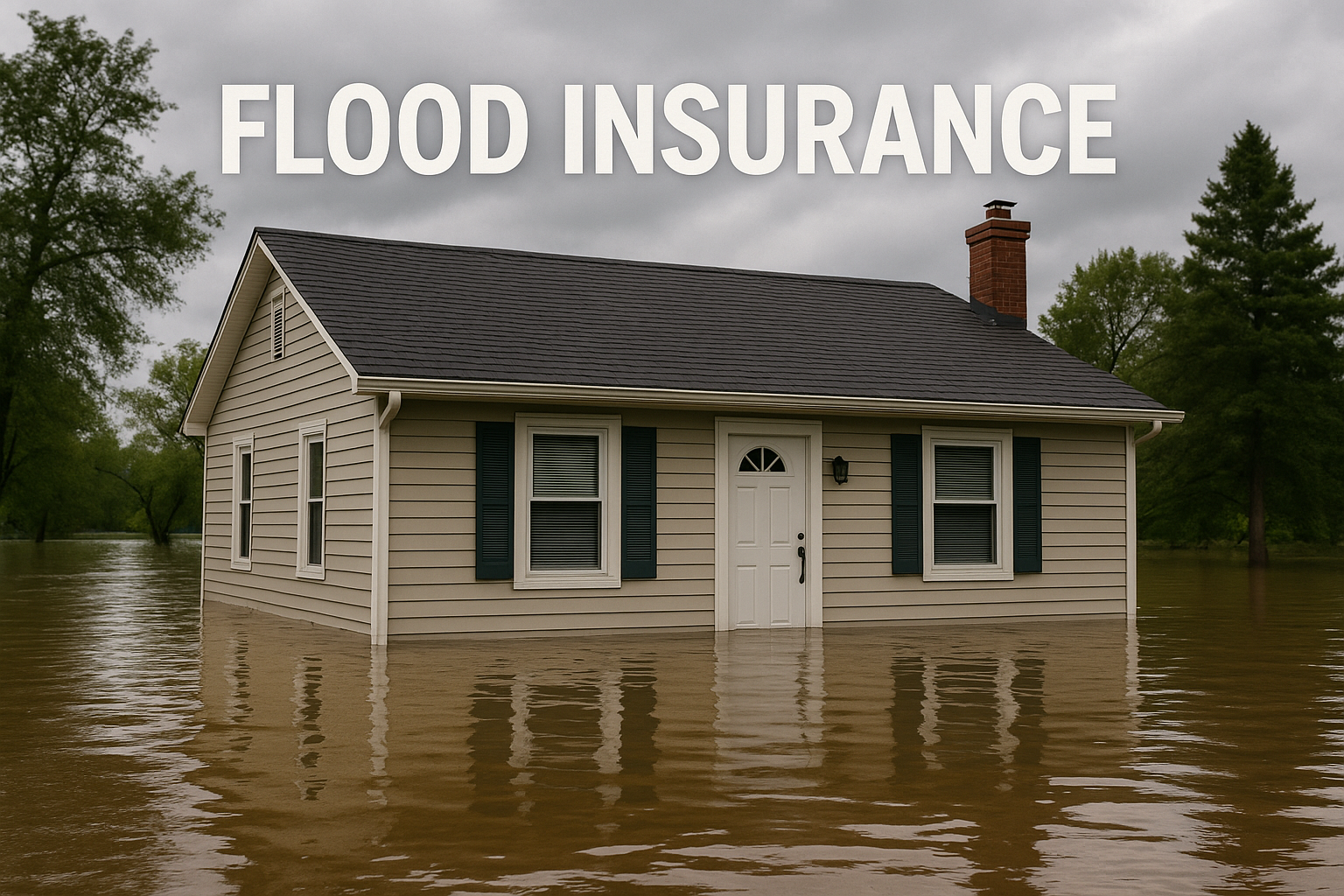 Neighborhood street with standing water and homes