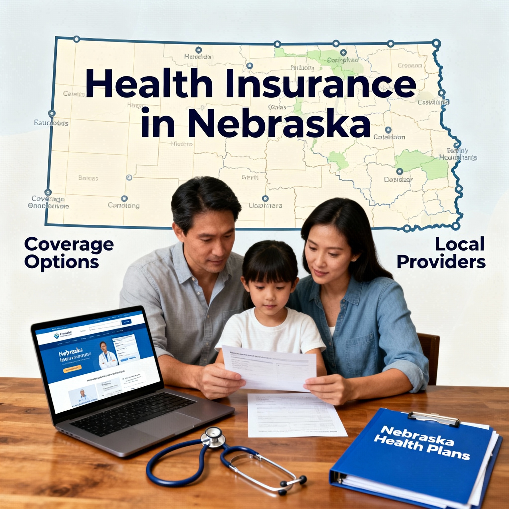 Nebraska family reviewing 2026 health insurance options online