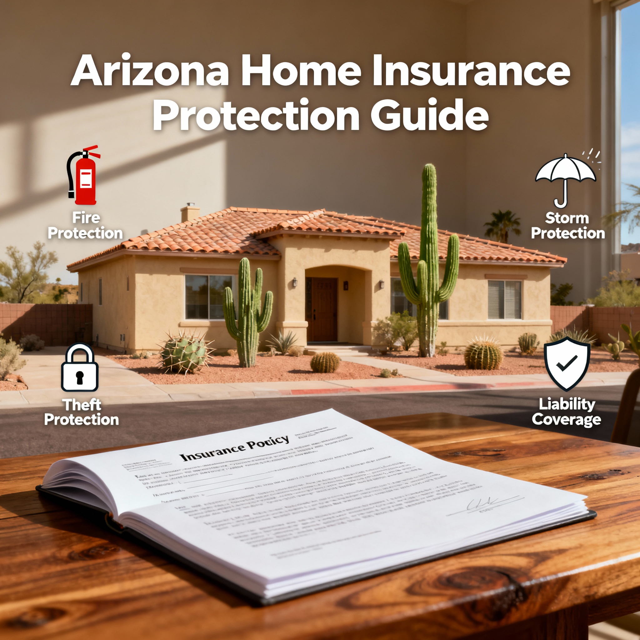 Arizona neighborhood of desert homes with an insurance review focused on roof, storm, and rebuild protection