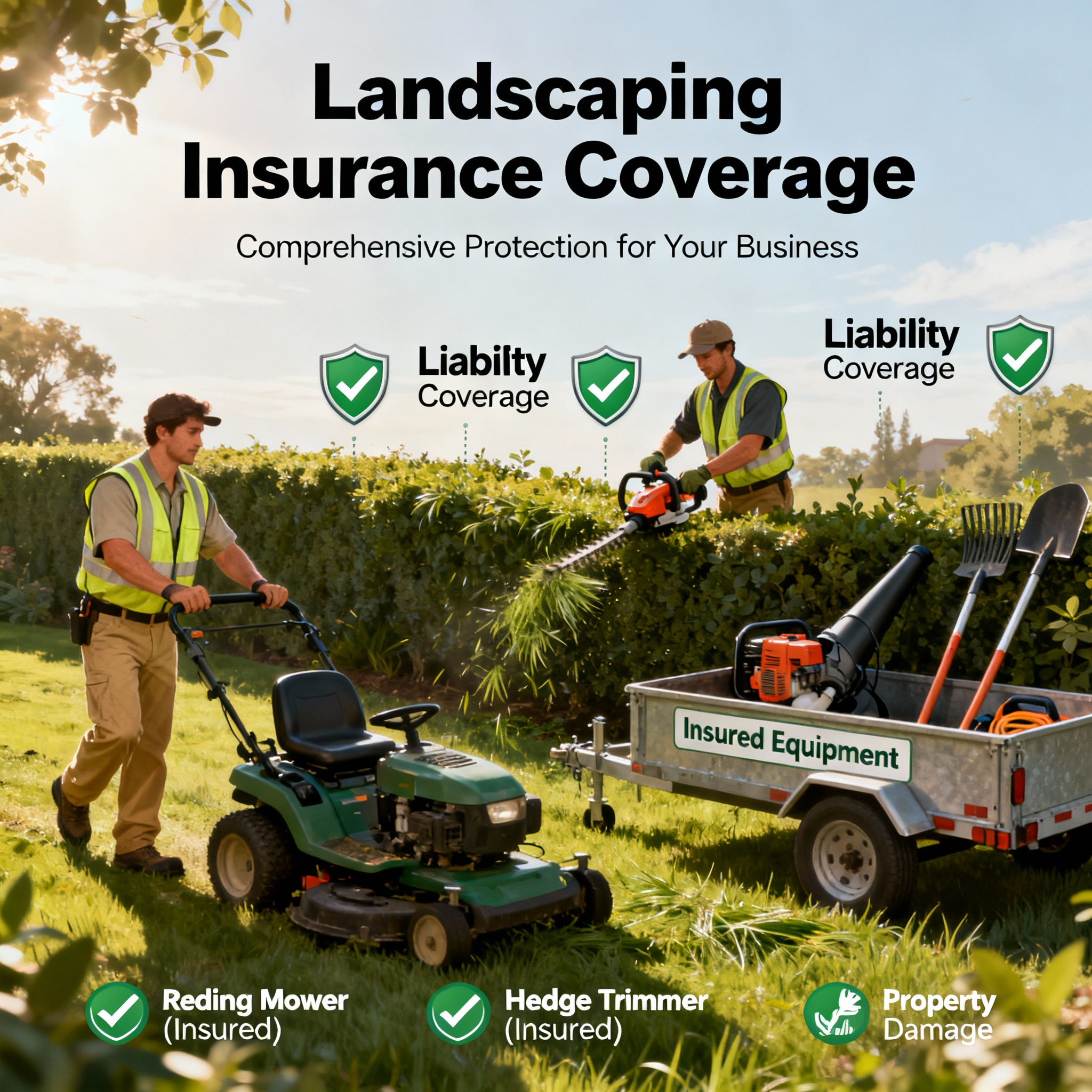 Crew of professional landscapers loading mowers and trimmers into a branded truck before a job