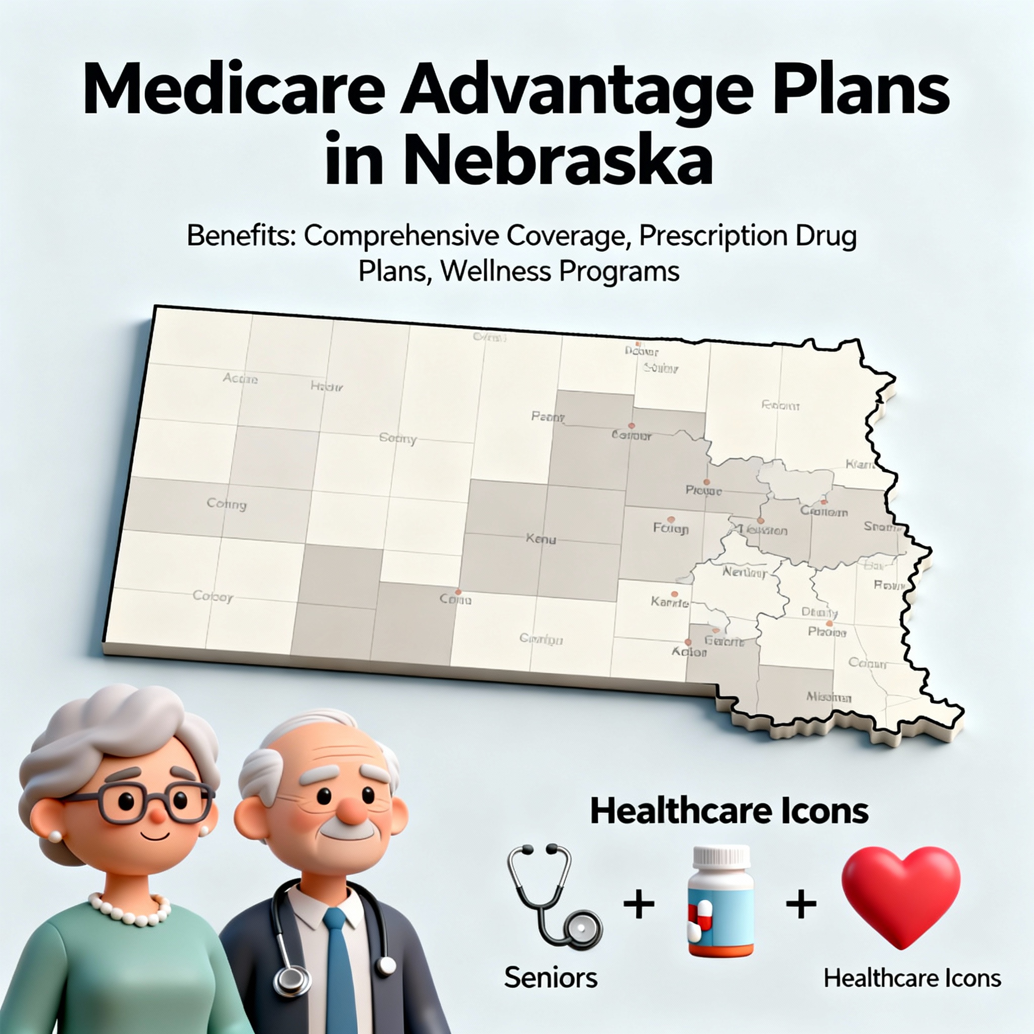 Nebraska Medicare Advantage agents comparing 2026 plans by county