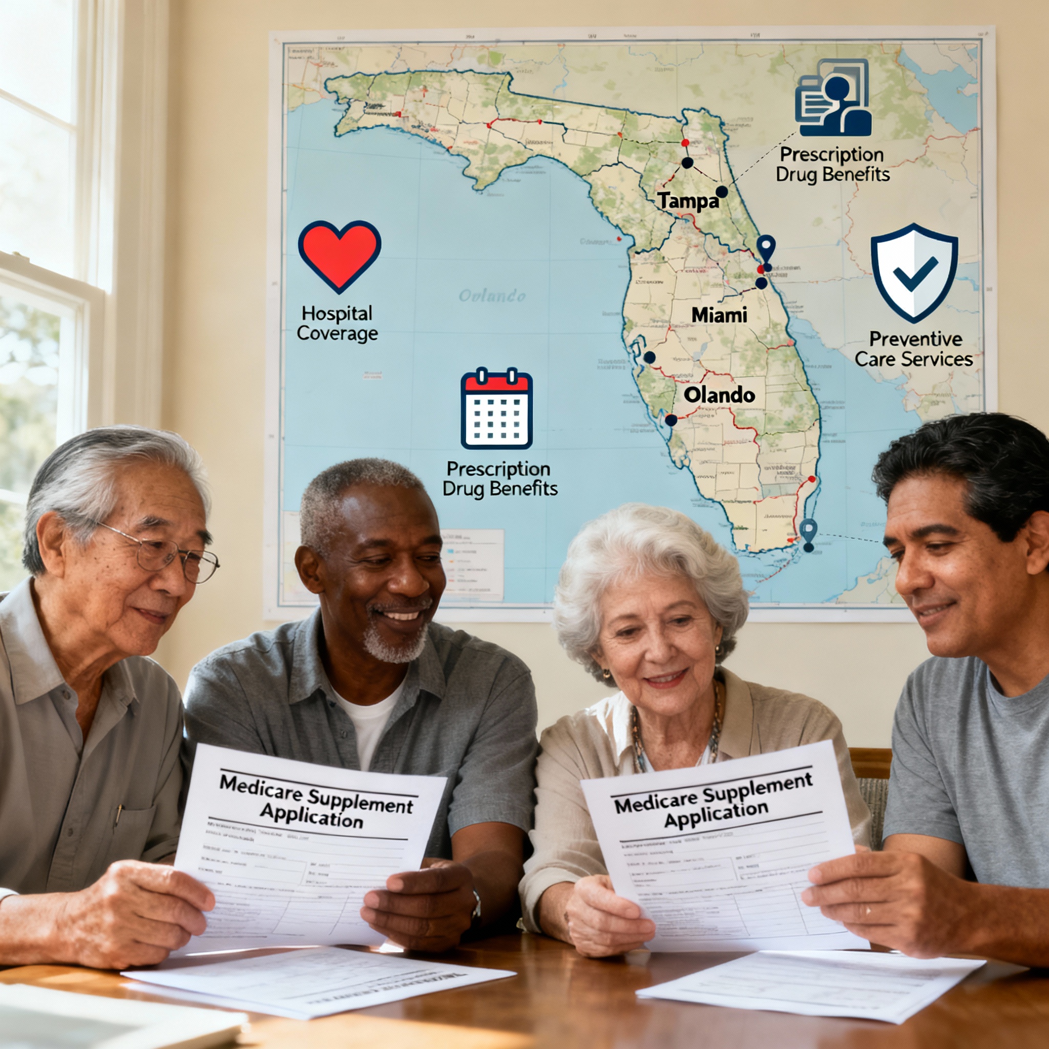 Florida seniors comparing 2026 Medicare Supplement (Medigap) plan options