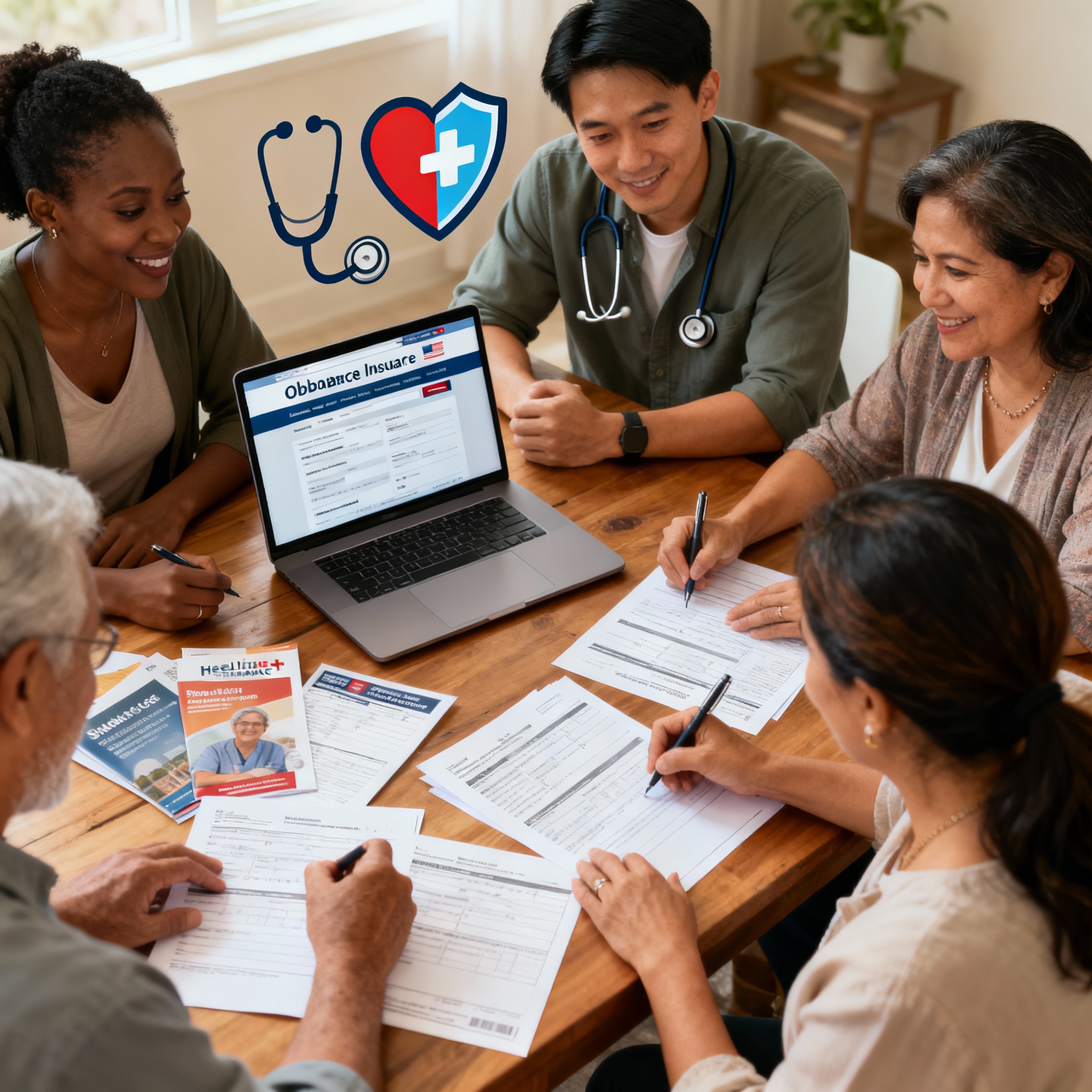 Consumer reviewing Affordable Care Act Marketplace plan options with a licensed insurance agent on a laptop