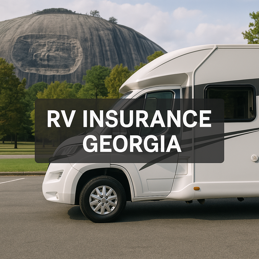 RV rolling through Georgia pines while an independent agent compares RV coverage options