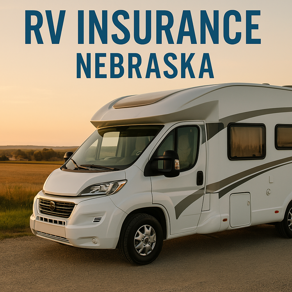 RV driving through Nebraska Sandhills while an independent agent compares coverage options