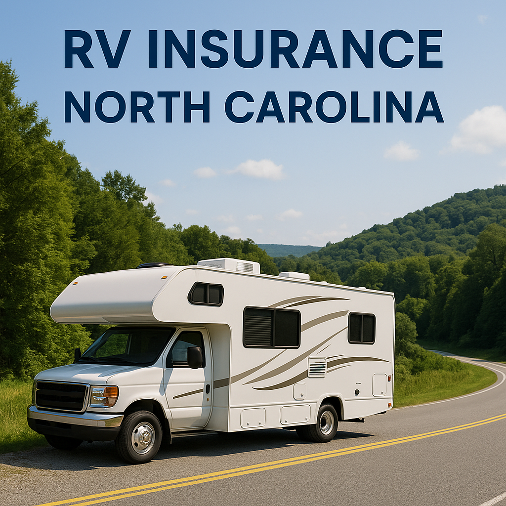 RV driving the Blue Ridge Parkway in North Carolina while an independent agent compares coverage