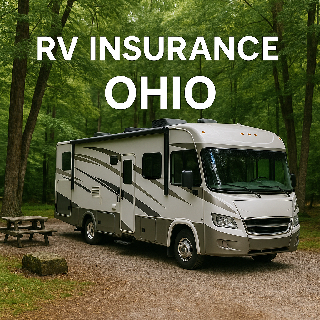 RV traveling through Ohio countryside while an independent agent compares coverage options
